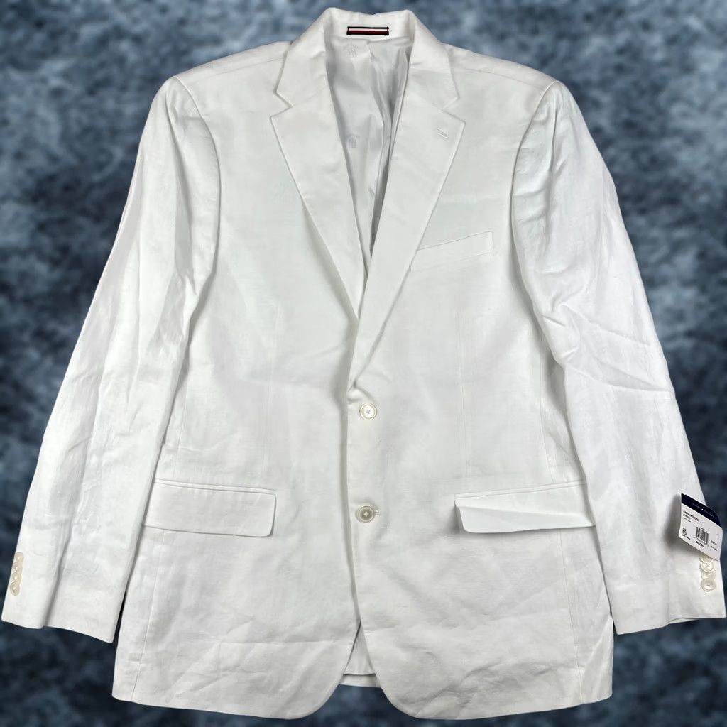 Tommy Hilfiger Tommy Hilfiger Sport Coat Blazer 44L Mens White Jacket NWT Linen Conrad Size 44R - 1 Thumbnail