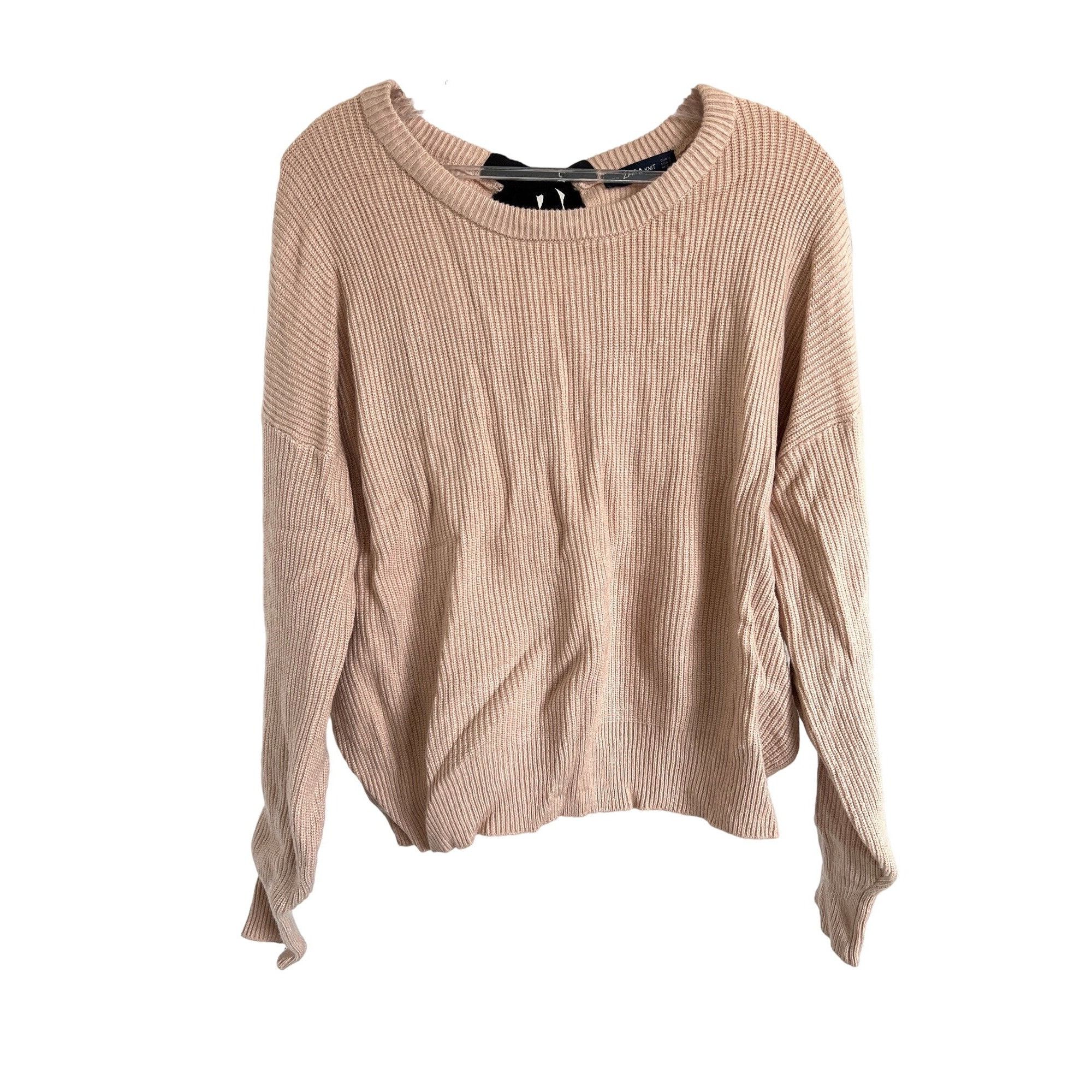 Zara Zara Knit Pale Pink Sweater Ribbed Texture Bow Back Detail Size S / US 4 / IT 40 - 5 Thumbnail