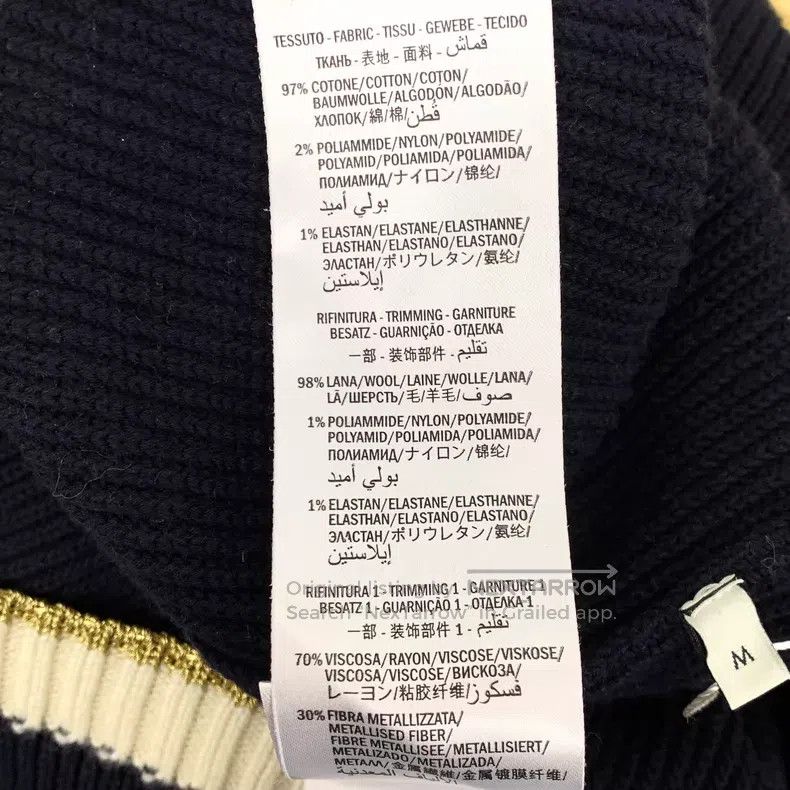 Gucci Gucci Black striped border letter embroidery cotton V-neck Size M / US 6-8 / IT 42-44 - 8 Thumbnail