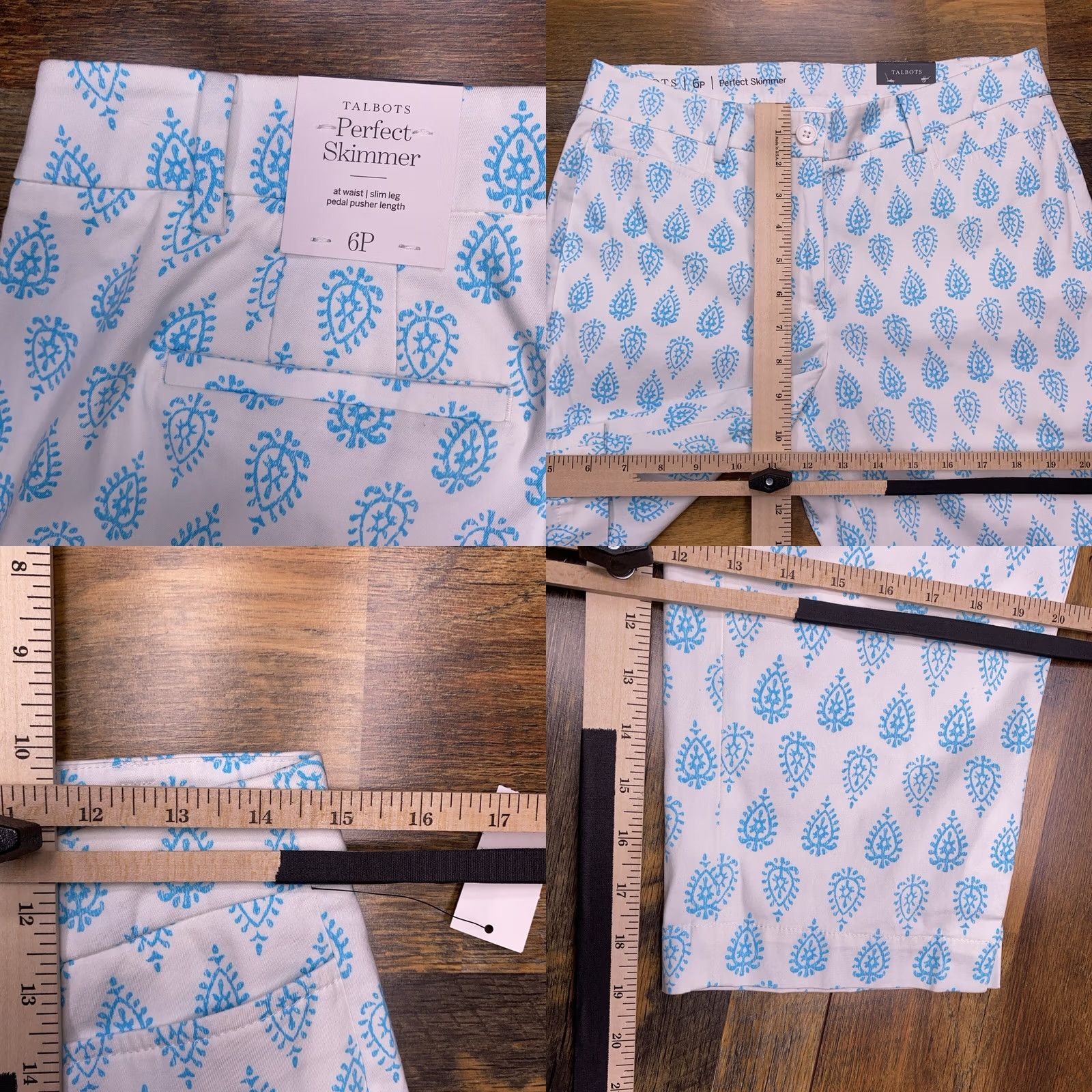 Talbots Talbots Pants 6P Petite Blue White Slim Leg Capri 19in Inseam Stretch Picnic Casual Party Geometric Beach Womens Size 28" / US 6 / IT 42 - 8 Thumbnail