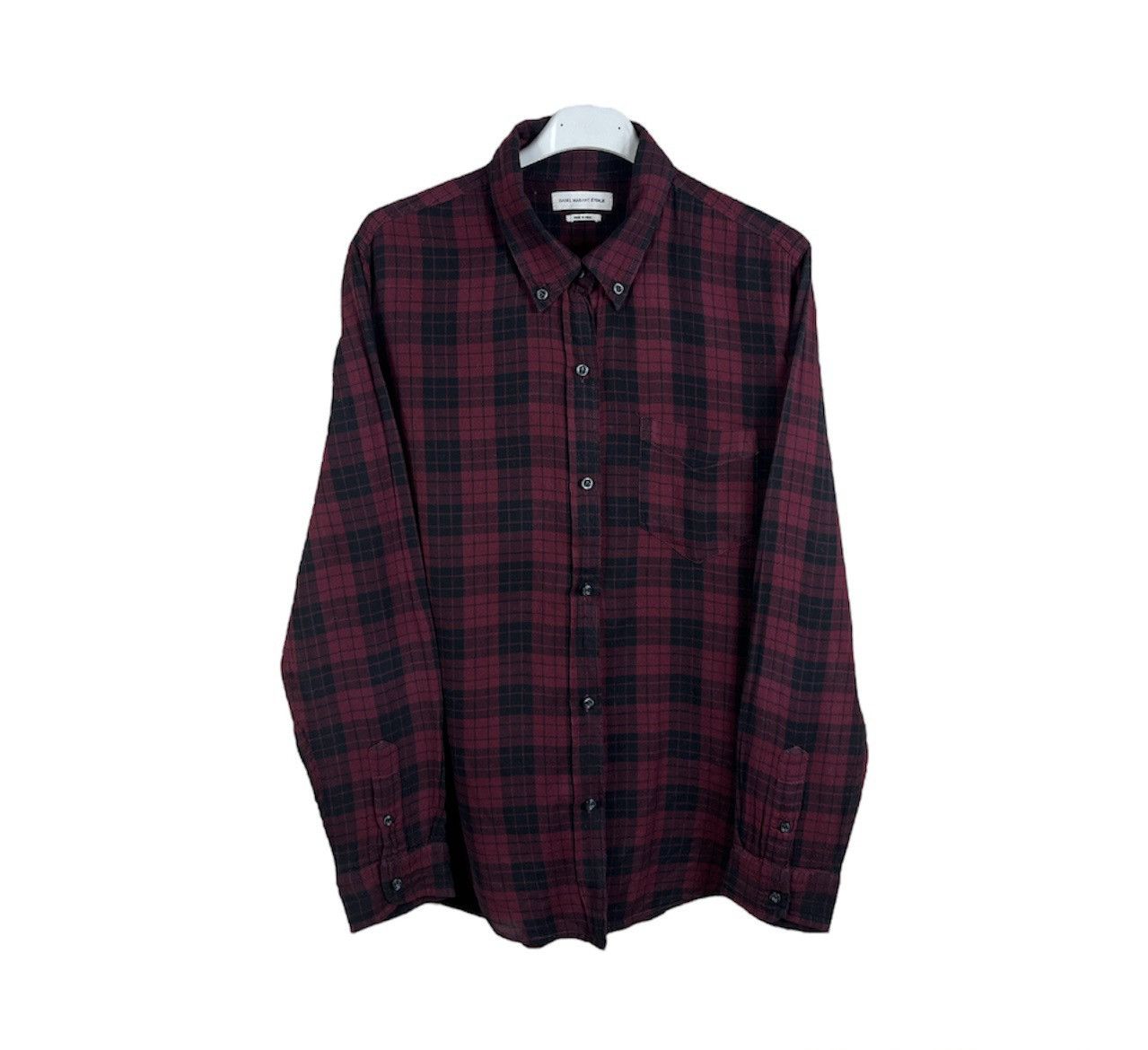 image of Avant Garde x Isabel Marant Etoile Flannel Shirt Checked Gothic Cotton Y2K in Black/Burgundy, Women