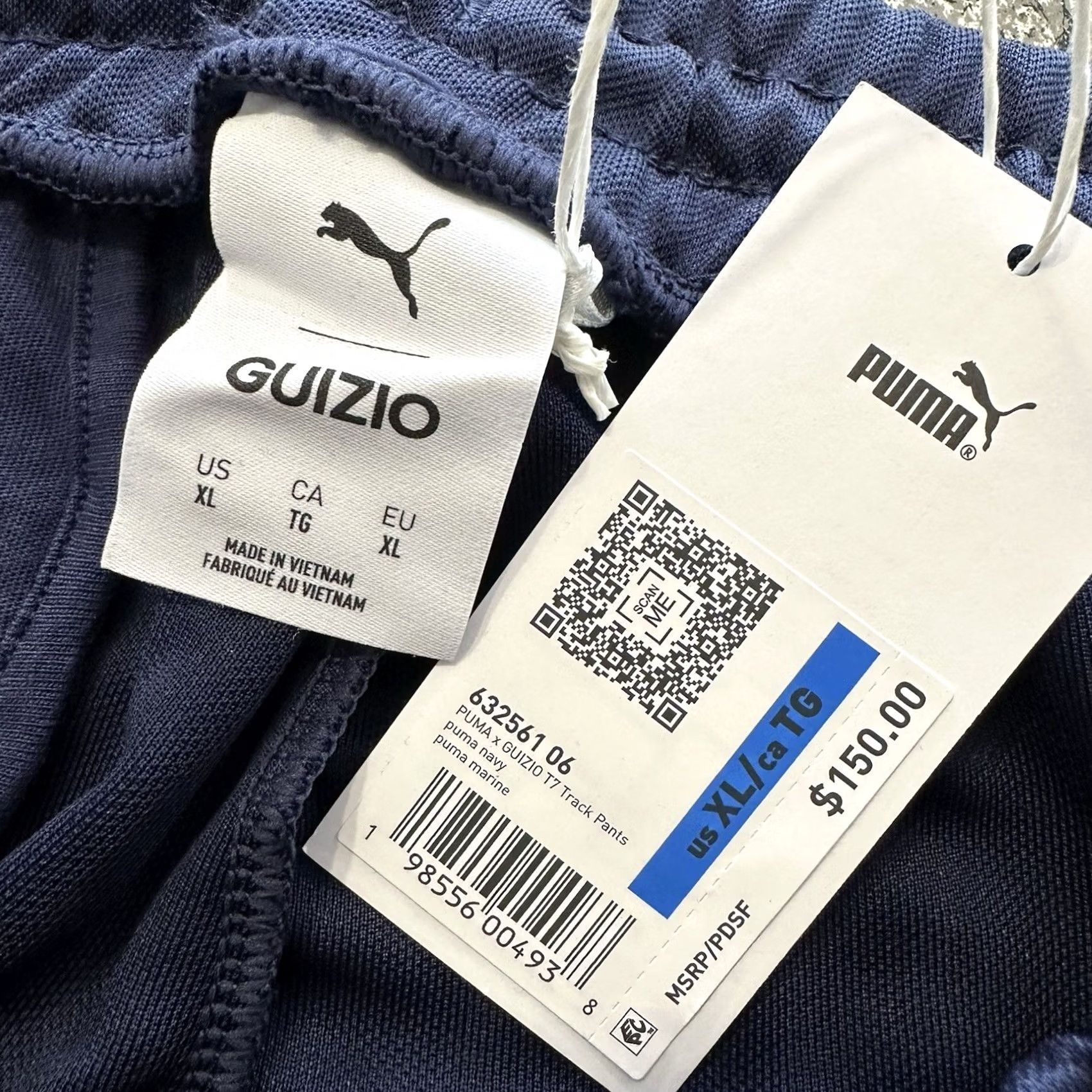 Puma PUMA Guizio T7 Track Pants Womens XL Navy Blue Wide-Leg Sweatpants Size 40" / US 18 - 5 Thumbnail