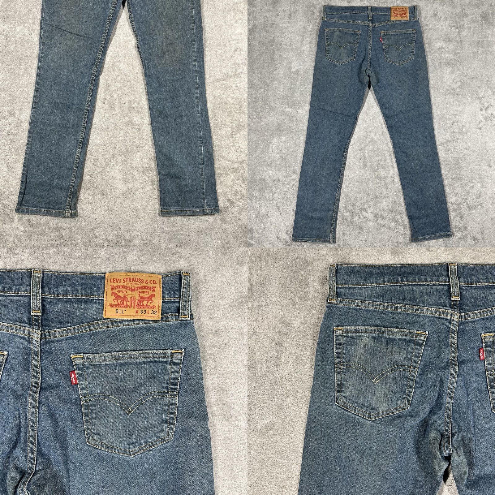 Levi's Levi's 511 Jeans Skinny Men 33x32 Blue Medium Wash Stretch Denim 5-Pocket Zip Closure Size US 33 - 8 Thumbnail