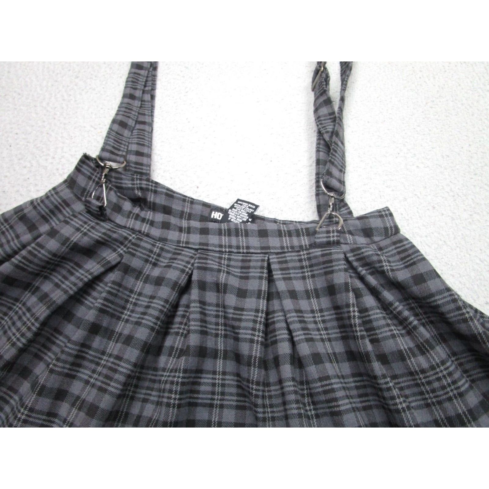 Hot Topic Hot Topic Plaid Mini Skirt Womens Small Gray Black Strap Punk Style Size 28" / US 6 / IT 42 - 2 Thumbnail