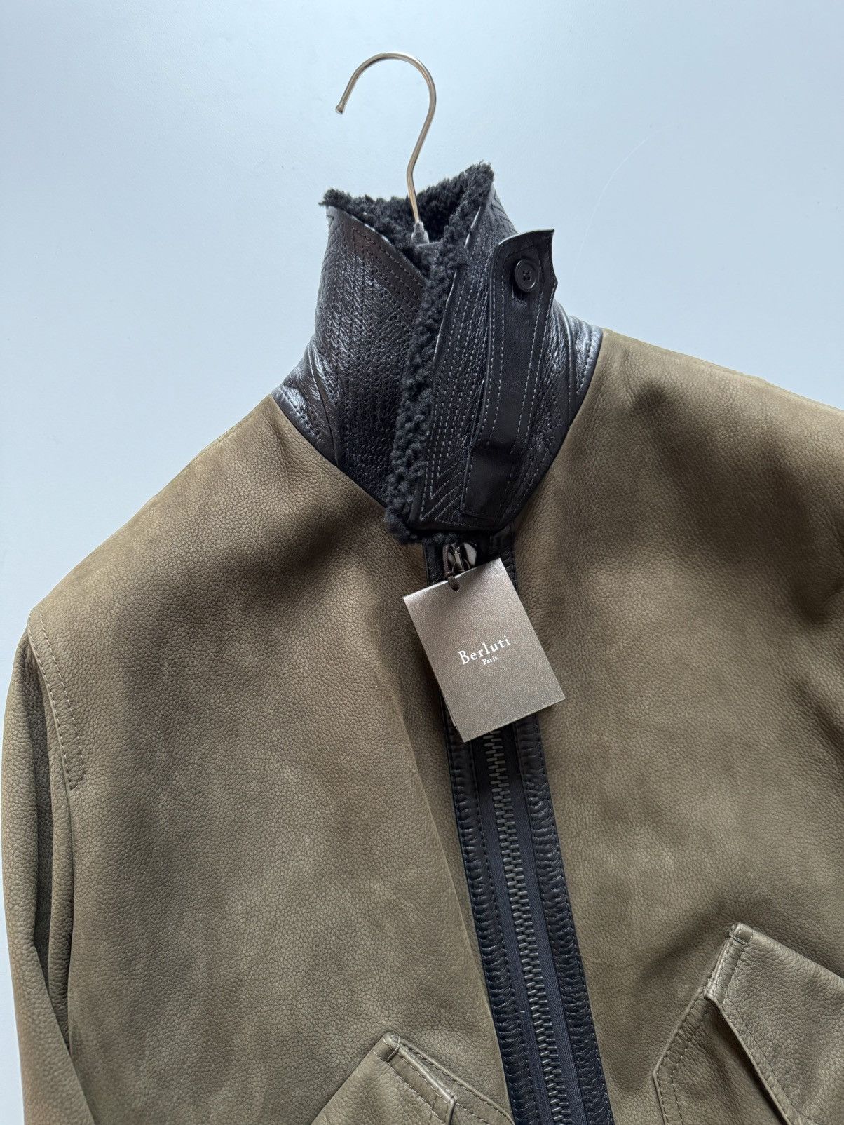 Berluti Berluti FW17 Capsule Khaki Leather Shearling Bomber Jacket S Size US S / EU 44-46 / 1 - 9 Thumbnail