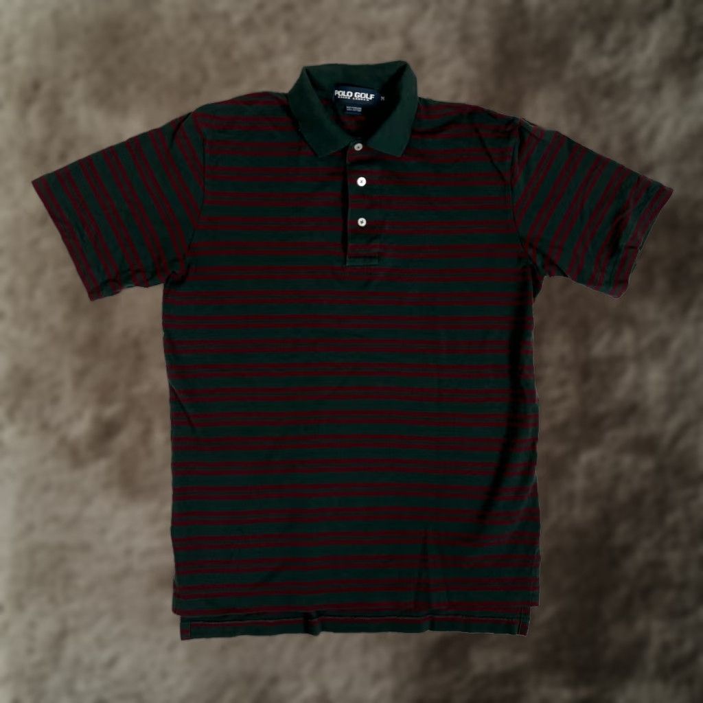 Ralph Lauren VINTAGE Ralph Lauren Polo Golf Shirt Striped Green Red Medium Men Polo Shirt Short Sleeve Collared 90s Preppy Golf Size US M / EU 48-50 / 2 - 1 Thumbnail