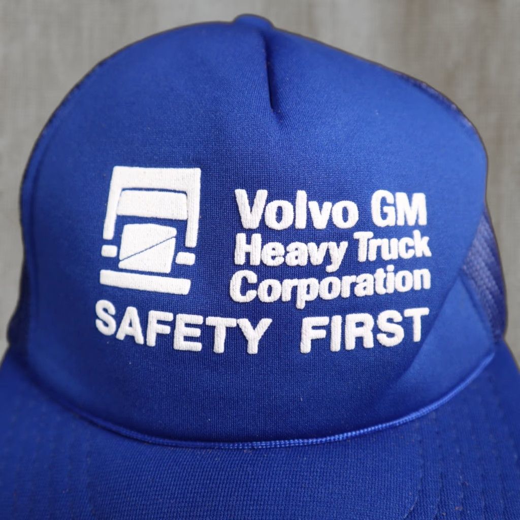 Vintage Vintage Volvo GM Safety First Heavy Hat Cap Blue Adjustable Cap Size ONE SIZE - 1 Thumbnail