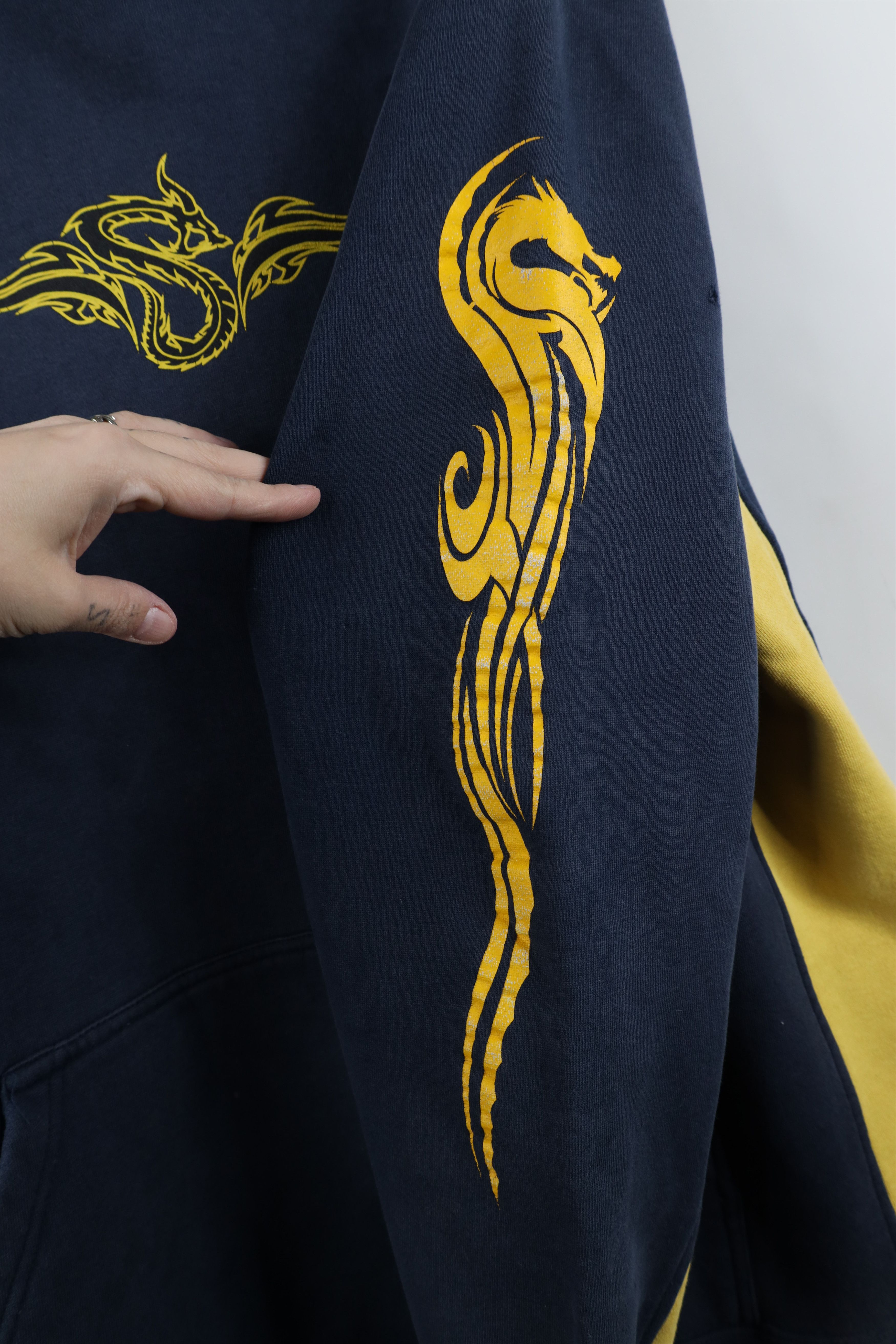 Vintage Vintage 90s Y2K Streetwear Tribal Dragon Hoodie Sweatshirt Size US XL / EU 56 / 4 - 12 Thumbnail