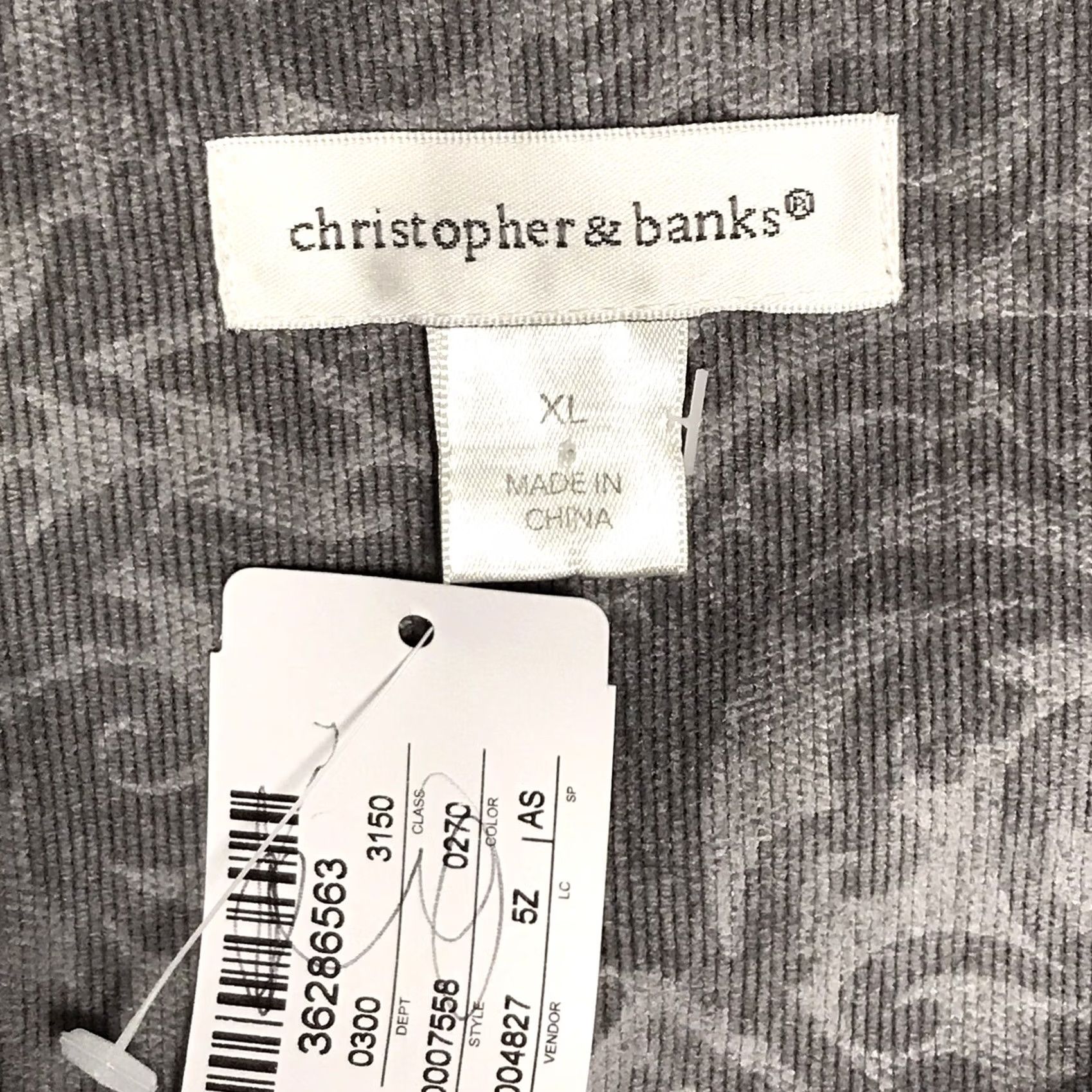 Vintage Christopher & Banks Women Gray Damask Corduroy Stretch Zip Blazer Jacket XL Size XL / US 12-14 / IT 48-50 - 3 Thumbnail