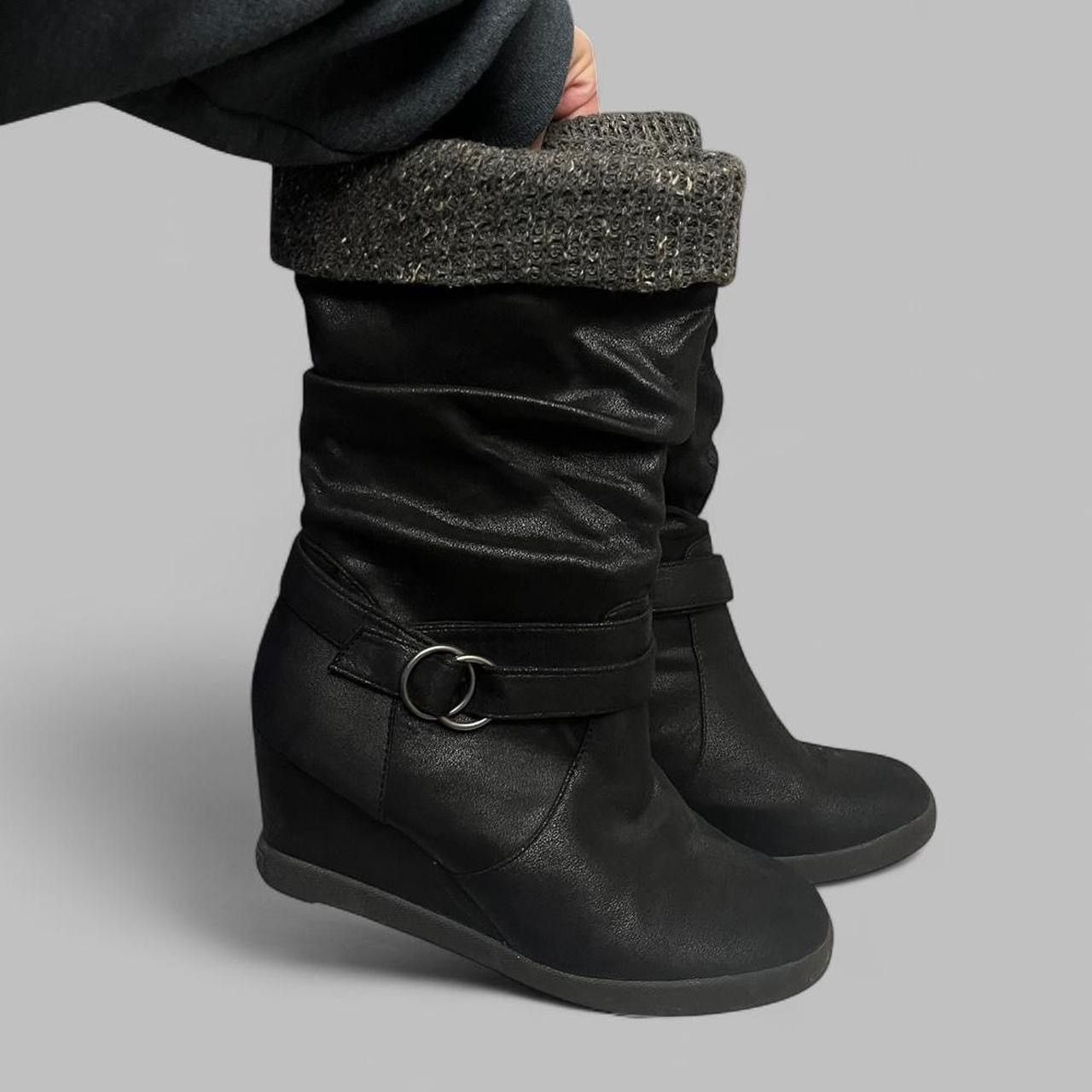 Other vintage black roxy wedge boots fold over buckle size 10 Size US 10 / IT 40 - 1 Thumbnail