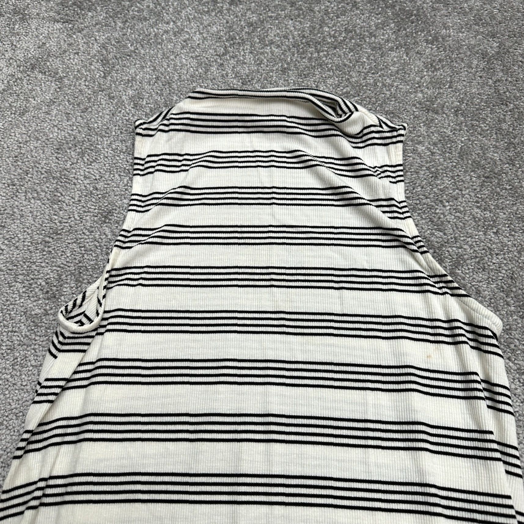 AQUA Aqua Midi A-Line Knit Dress Womens Small White Black Striped Sleeveless Mock Neck Casual Travel Summer Lightweight Size S / US 4 / IT 40 - 4 Thumbnail