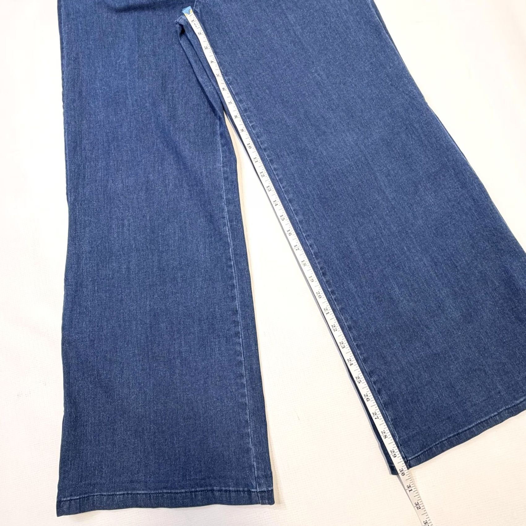 Vintage G.I.L.I. Jeans Womens 10 Blue High Rise Wide Leg Sailor Button Stretch Denim Jeans Size 32" / US 10 / IT 46 - 3 Thumbnail