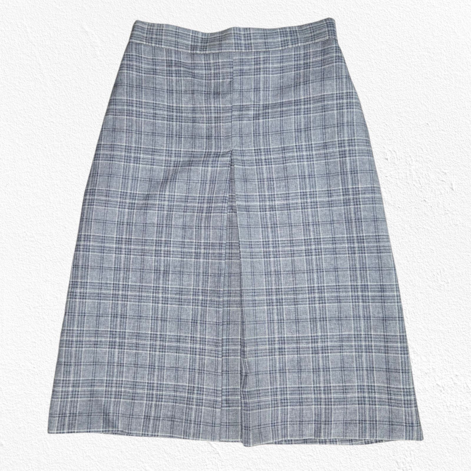 Vintage 1970s Gray Plaid Classic Midi Skirt Size 6 Size 28" / US 6 / IT 42 - 2 Thumbnail