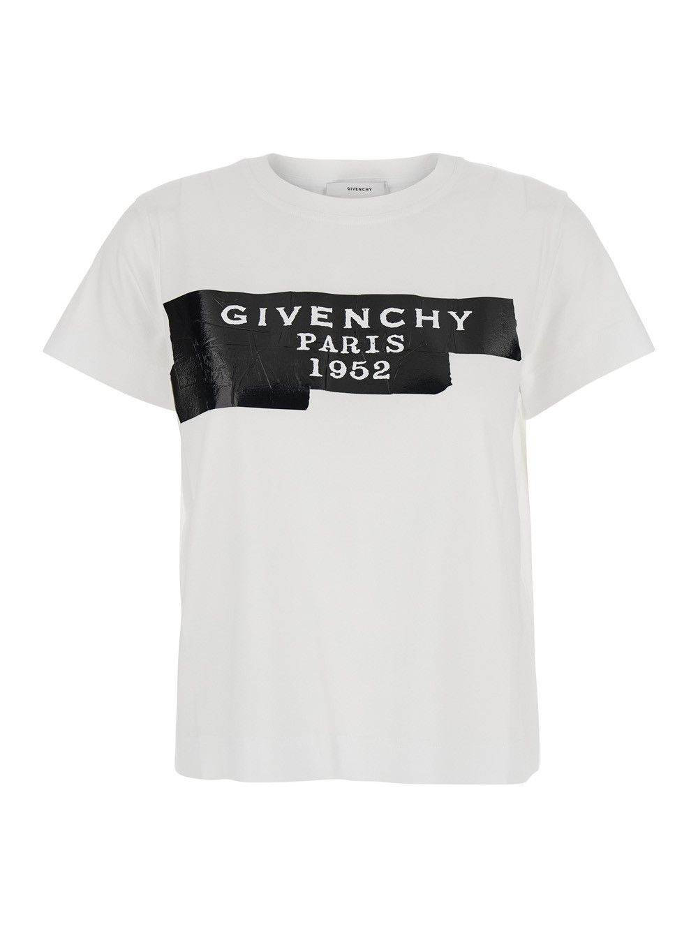 White T-Shirt with Lettering Logo on the Front in Cotton Woman