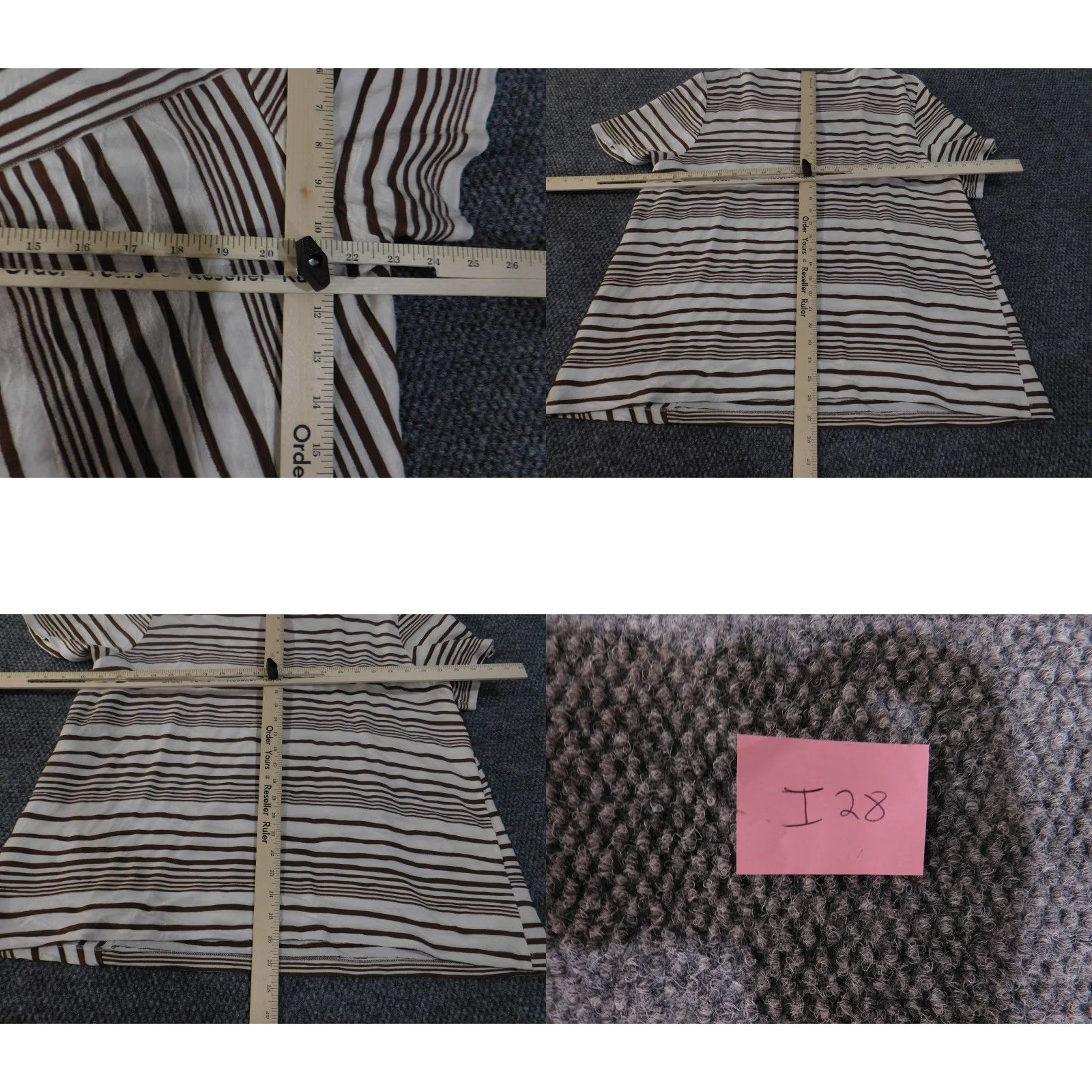 Vintage Alfred Dunner Shirt Womens 1X Beaded Neckline Short Sleeve Striped Brown White Jersey Knit - Scoop Neck Size XL / US 12-14 / IT 48-50 - 8 Thumbnail