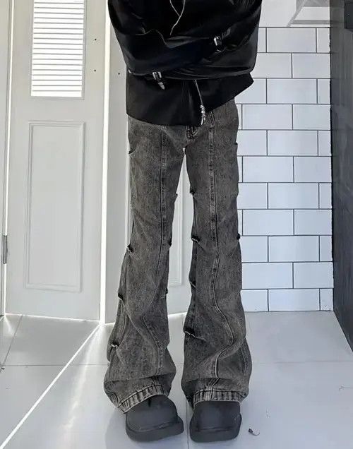 Japanese Brand × Jean Opium Cargo Flared Stack Jeans, Wide Leg, Bootcut, Stacked Size US 32 / EU 48 - 2 Thumbnail