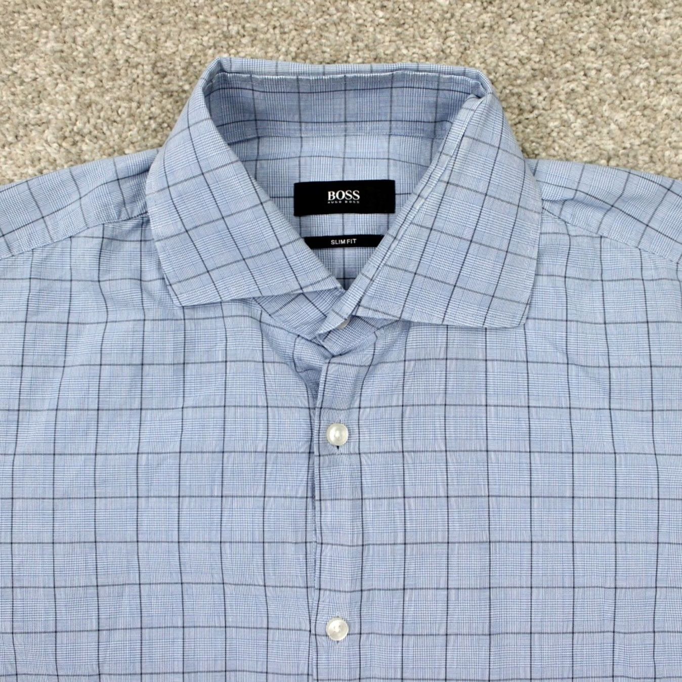 Hugo Boss HUGO BOSS Prince Shirt Mens 15 1/2, 39 Blue Slim Fit L/S Cotton Button Up Dress Shirt Shirt Mens Blue Slim Cotton Blue 80s? Size US L / EU 52-54 / 3 - 6 Thumbnail