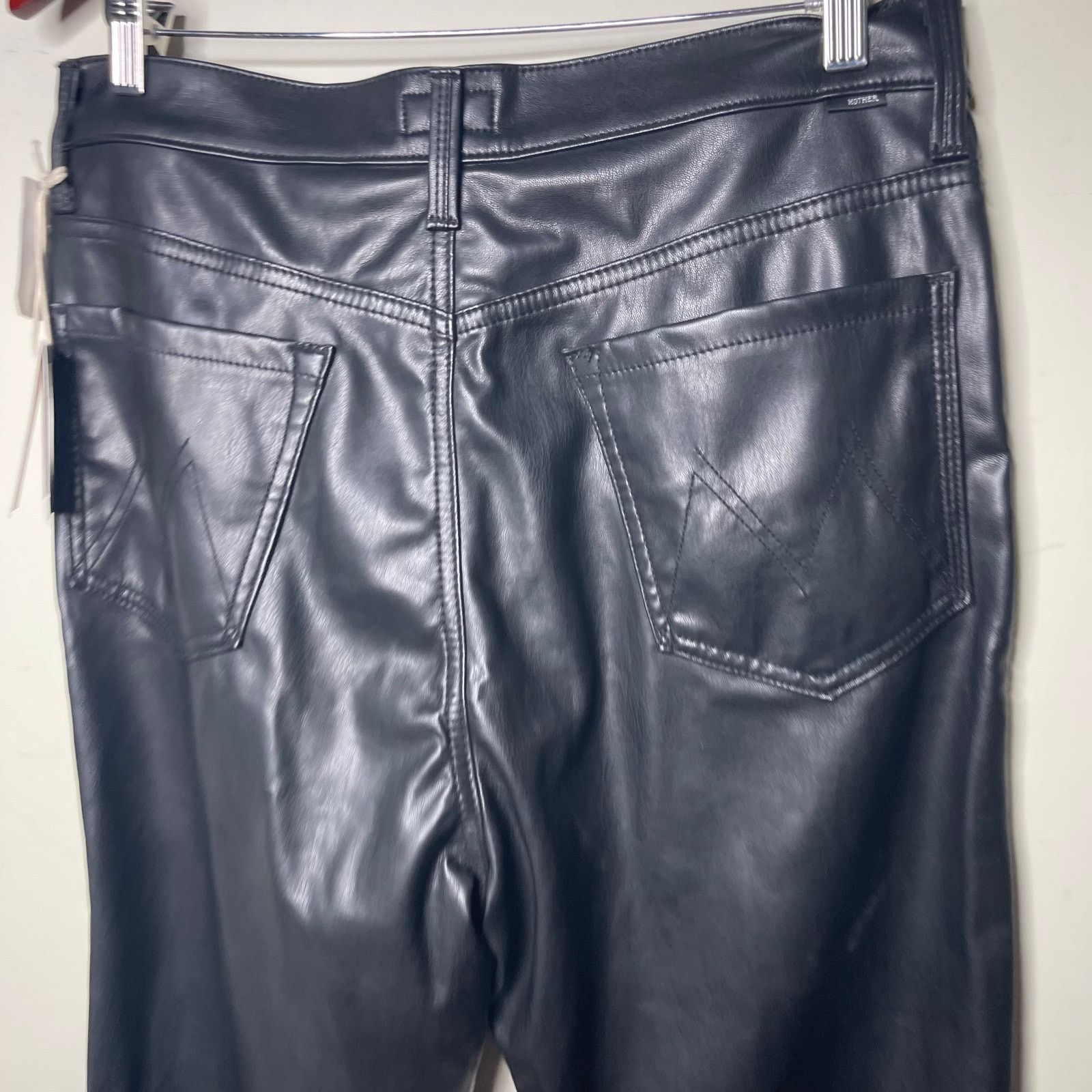 MOTHER NWT MOTHER Denim Rider High-Rise Faux-Leather Ankle Pants Size 33" - 7 Thumbnail