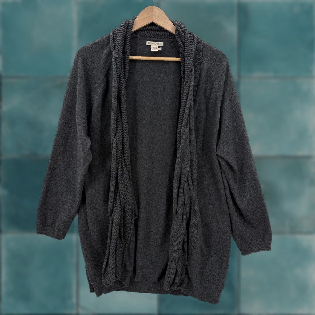 Carbon2Cobalt Carbon2cobalt Intertwine Cardigan Sweater Womens Medium Gray Cotton Cashmere Size M / US 6-8 / IT 42-44 - 1 Thumbnail