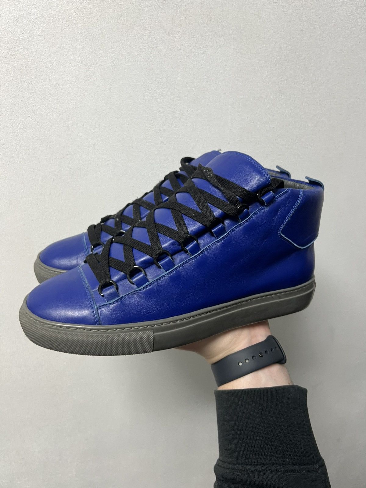 Balenciaga Balenciaga Arena High Black Cracked Leather Sneakers Size US 8 / EU 41 - 6 Thumbnail