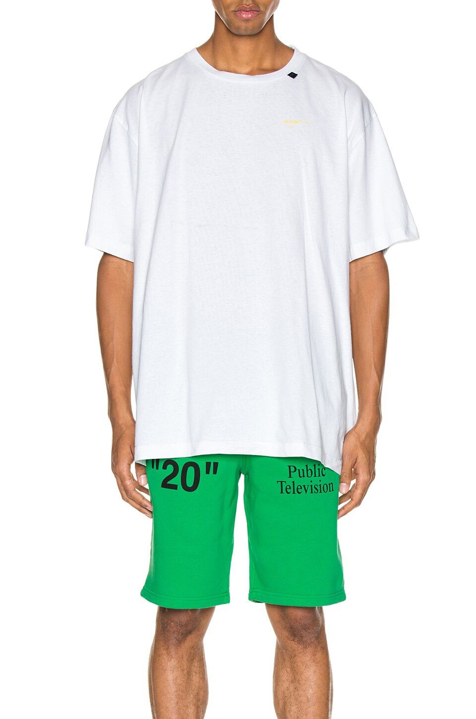 Off-White White and Yellow Acrylic Arrows Logo Oversized T-Shirt Size US M / EU 48-50 / 2 - 3 Thumbnail