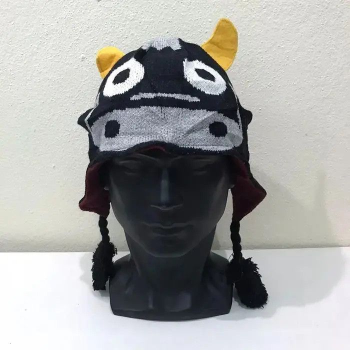Japanese Brand Japanese Brand Cartoon Cow Face Devil Horn Beanie Hat Size ONE SIZE - 2 Thumbnail