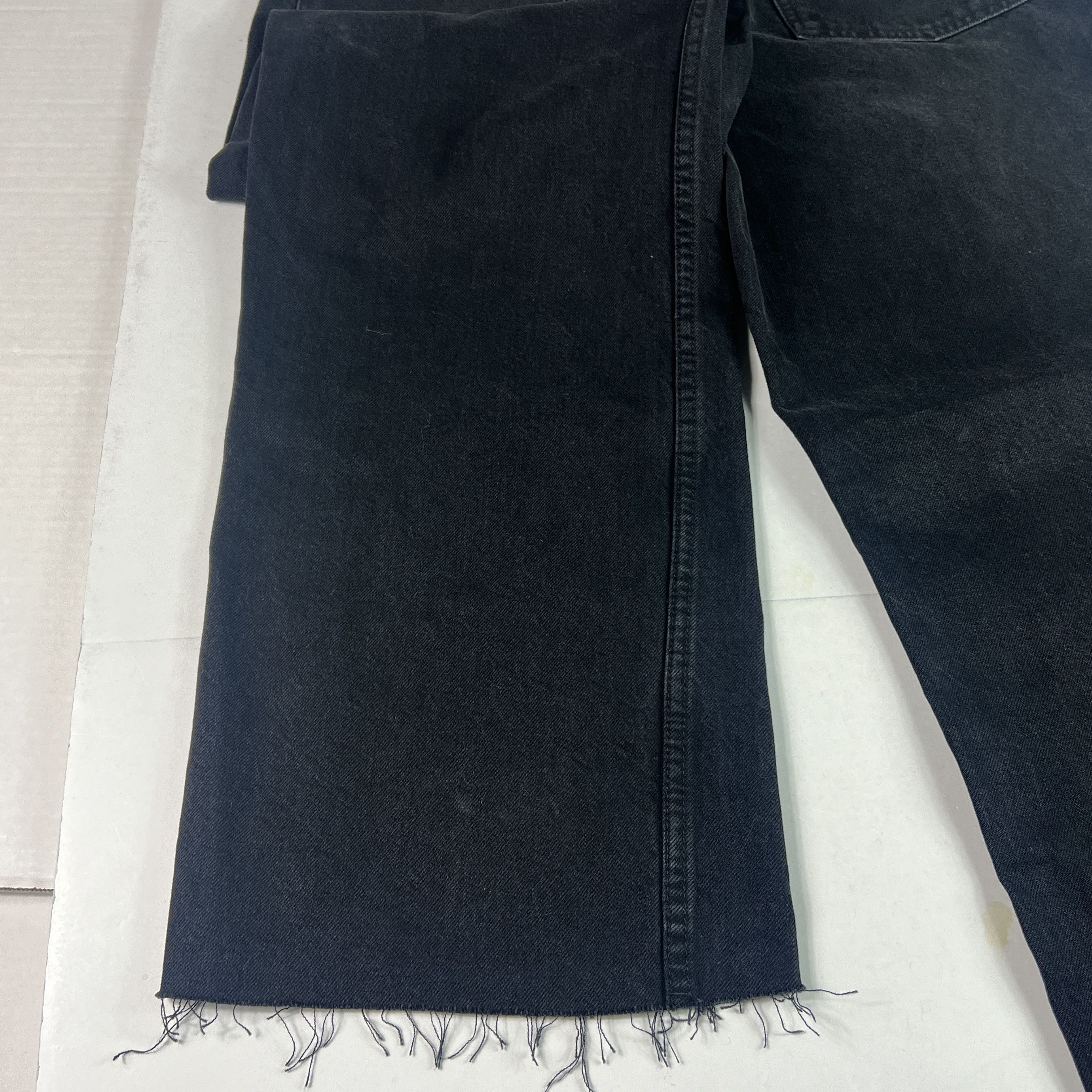 Zara Zara Jeans High Rise Wide Leg Black Raw Bottom Hem Denim Size 33" - 16 Thumbnail