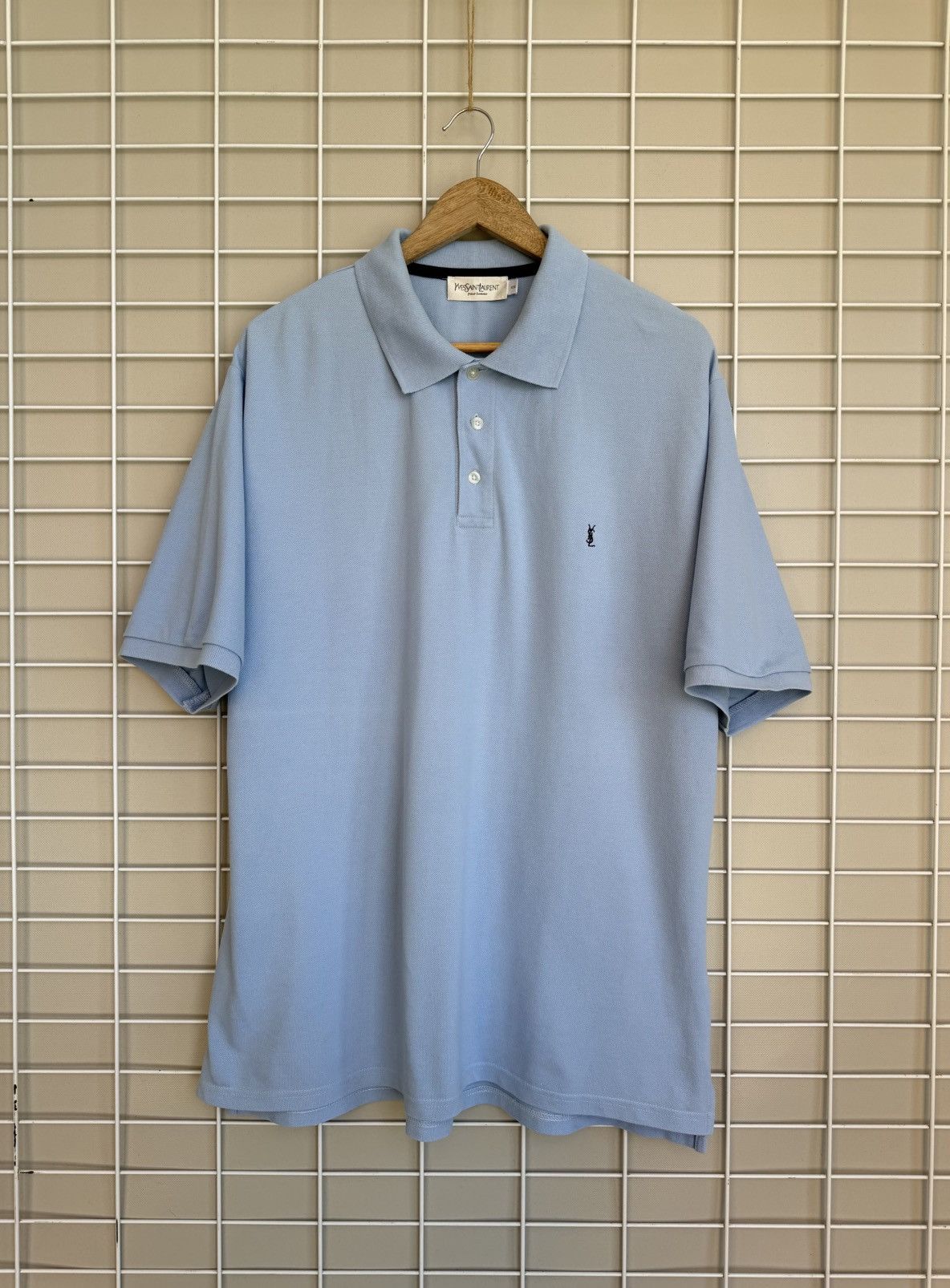 Yves Saint Laurent Light Blue Polo Shirt Size XXL Vintage