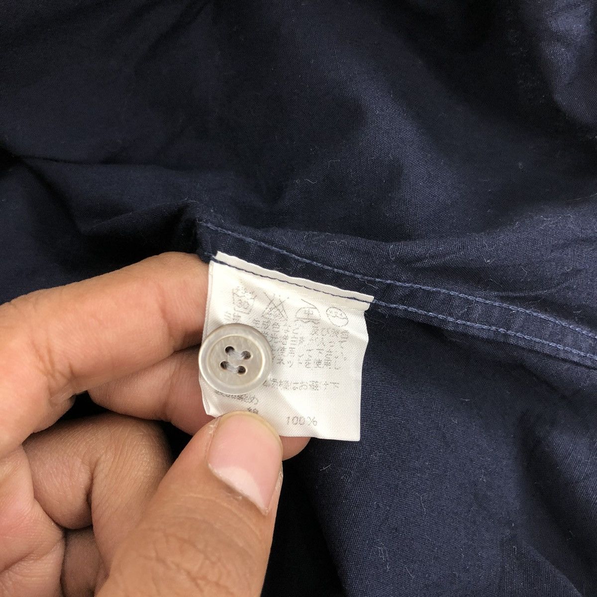Issey Miyake Vintage Issey Miyake White Label Designer Navy Short Shirt Size US L / EU 52-54 / 3 - 7 Thumbnail