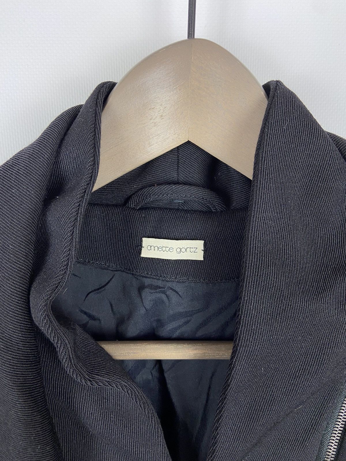 Annette Gortz × Designer Annette Gortz Asymmetrical Zip Black Women Wool Jacket Sz 40 Size S / US 4 / IT 40 - 5 Thumbnail