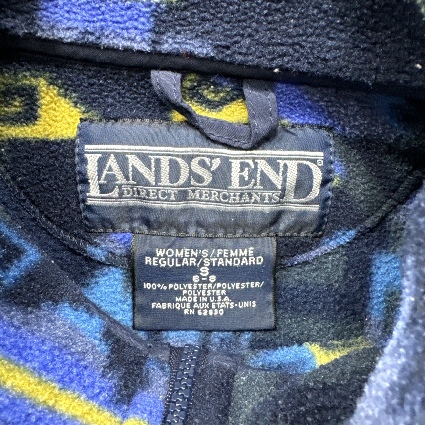 Lands' End VINTAGE Lands' End Jacket Women's Small USA Made Polartec Aztec Fleece 1/4 Zip Blue Womens Size S / US 4 / IT 40 - 3 Thumbnail