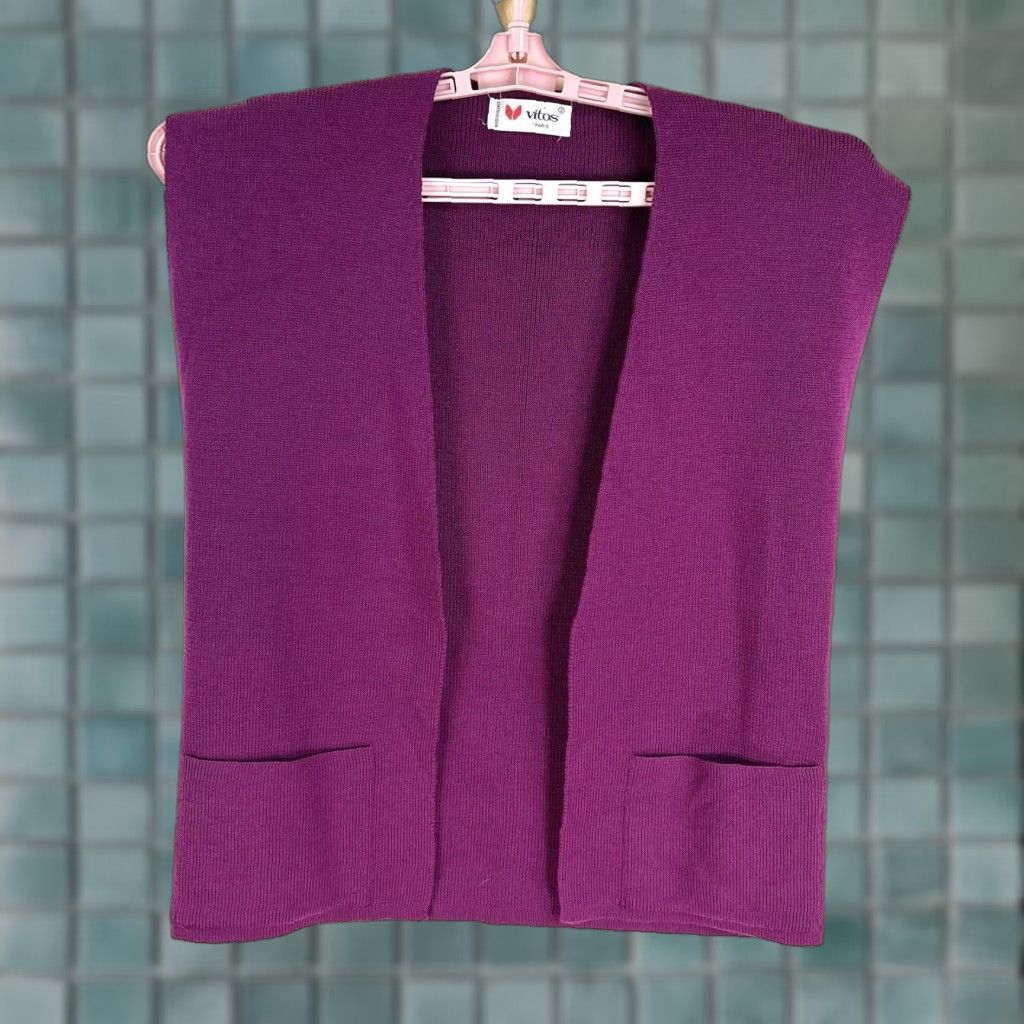 Vintage VINTAGE Vitos Paris Cardigan Sweater Vest Womens Magenta Open Front Knit Wool 2 M/Middle Size M / US 6-8 / IT 42-44 - 1 Thumbnail
