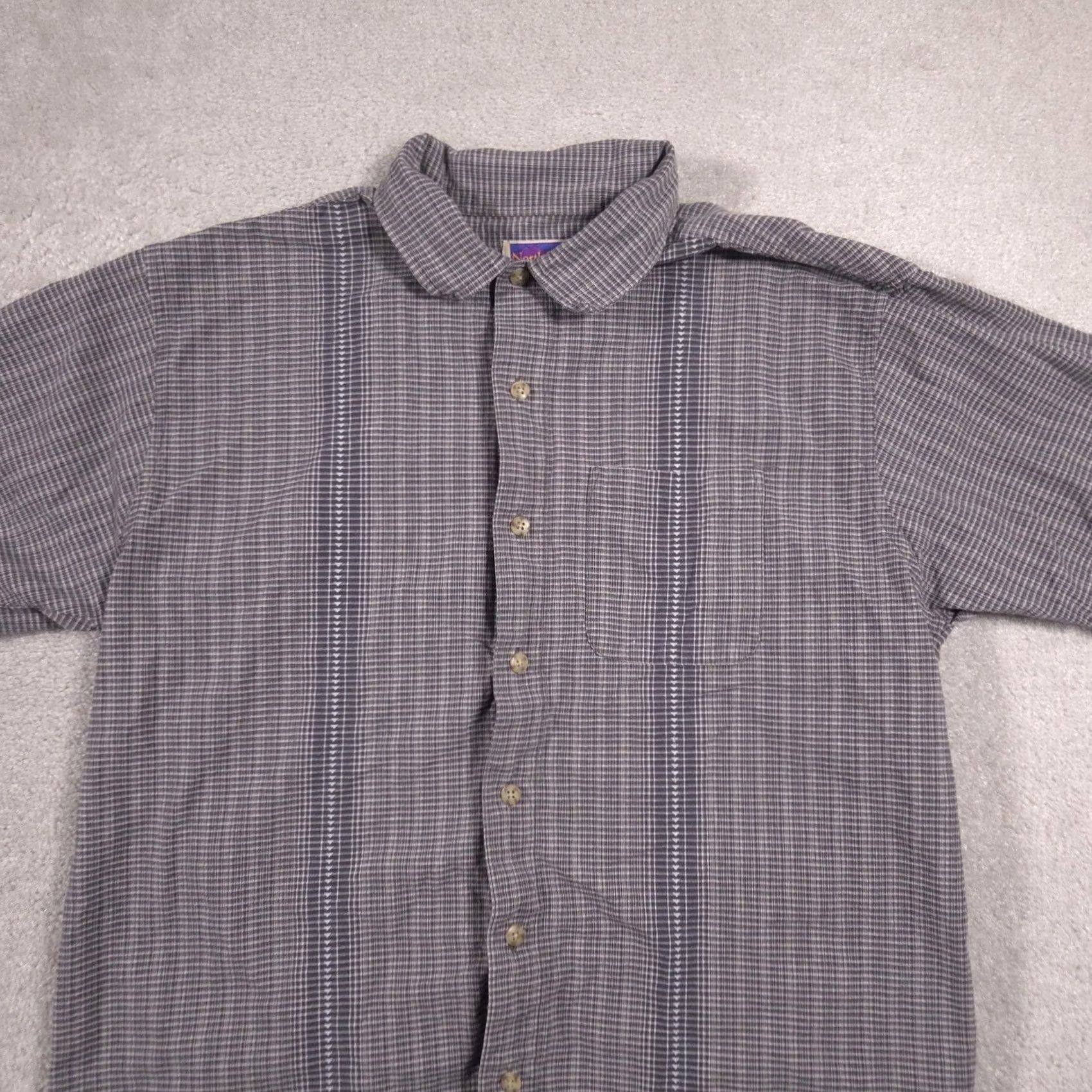 Vintage VINTAGE NorthCrest Shirt Mens L Gray Check Button Front Short Sleeve Casual Size US L / EU 52-54 / 3 - 3 Thumbnail