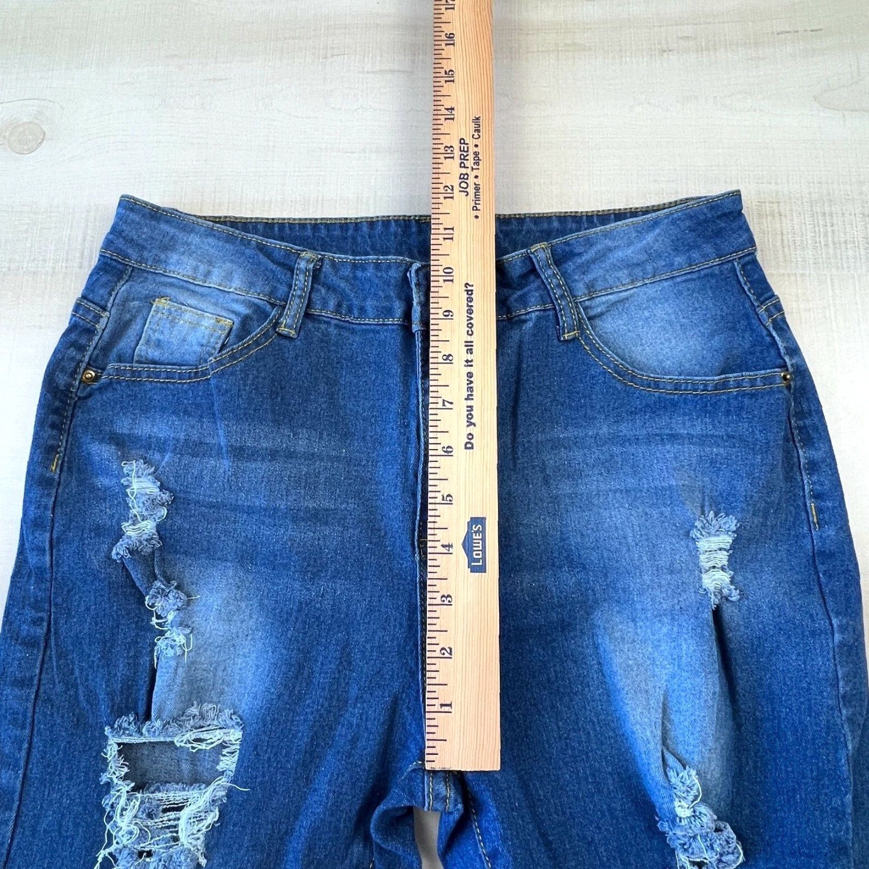 Shein Shein Womens Large Skinny Distressed Blue Jeans Mid Rise Stretch Cotton Blend Size 36" / US 14 / IT 50 - 6 Thumbnail