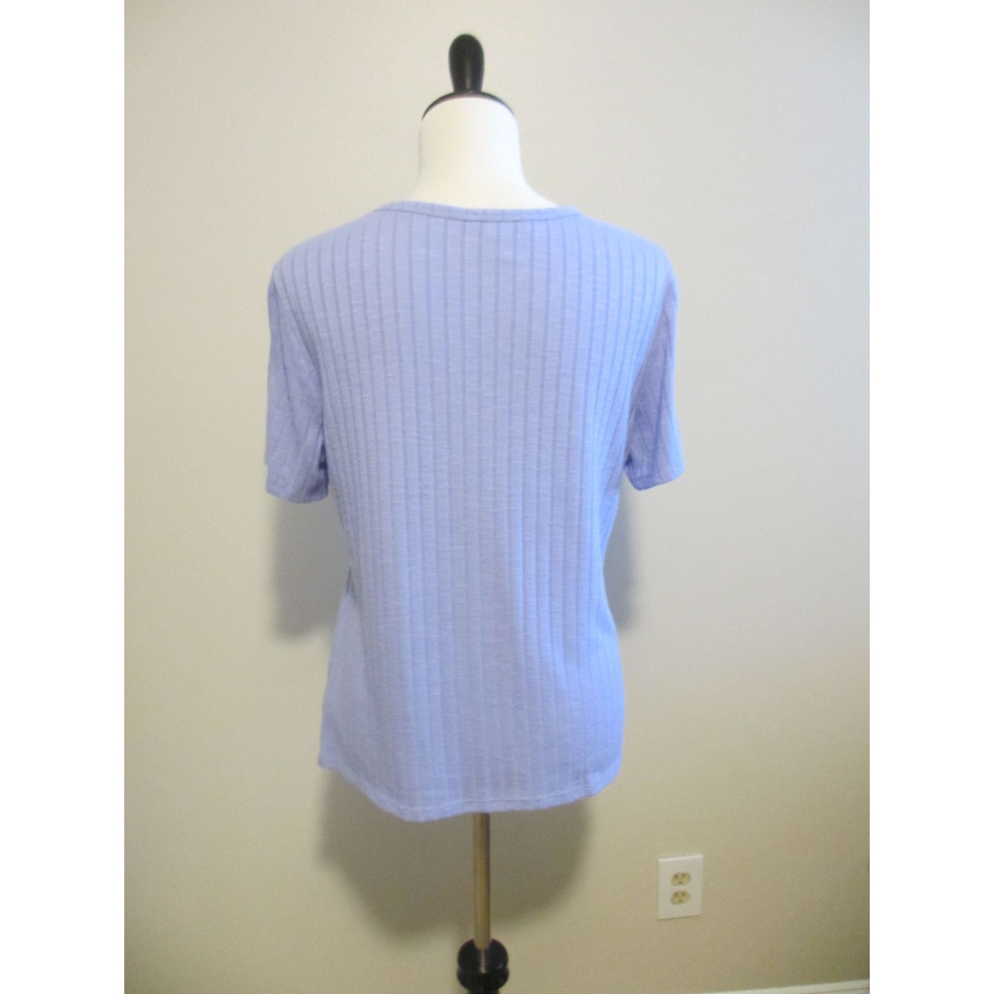 Other Vintage America Lavender Ribbed Short Sleeve Top Large Size L / US 10 / IT 46 - 4 Thumbnail