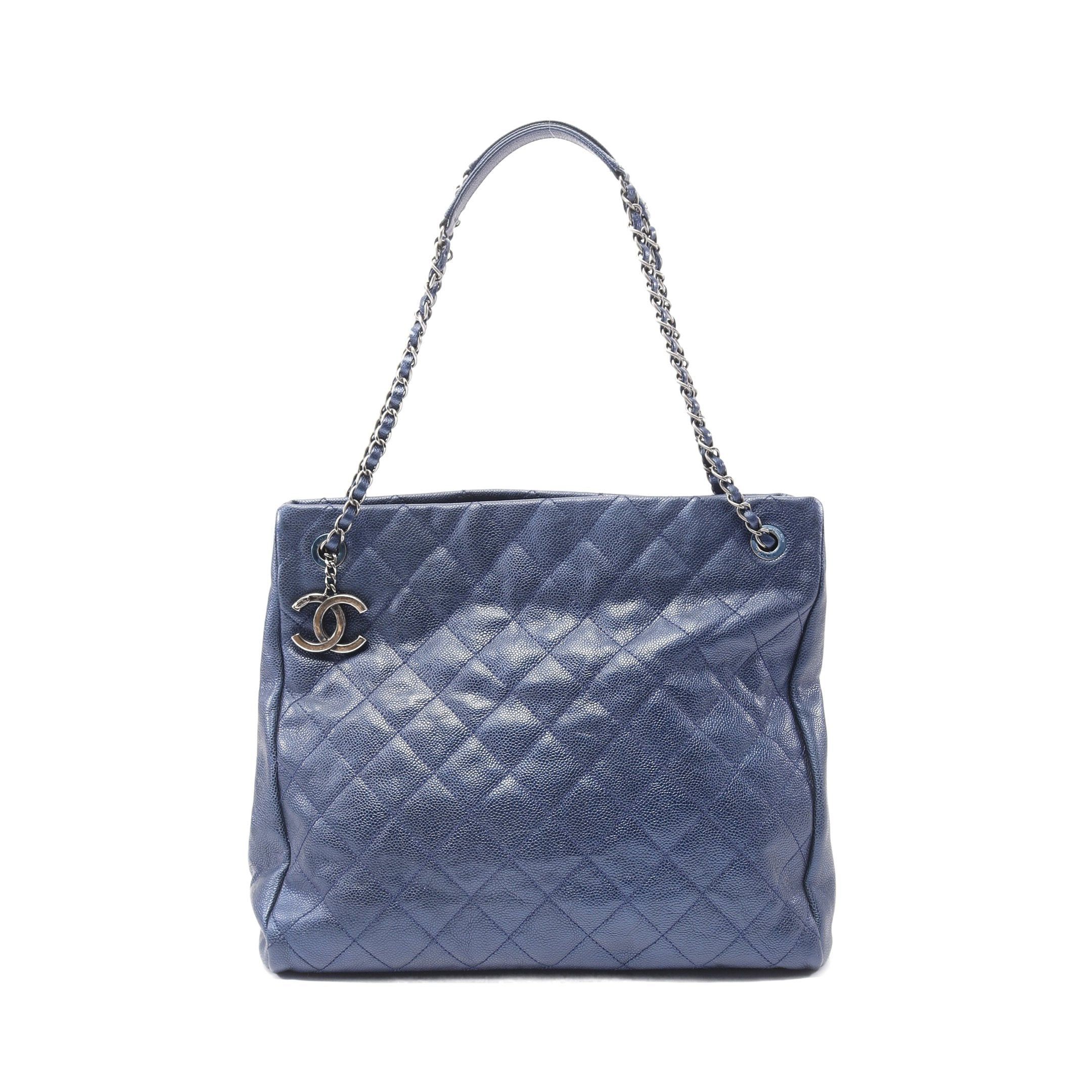 Chanel Chanel Matelasse Chain Shoulder Bag Tote Caviar Skin Blue Antique Silver Hardware Metallic Size ONE SIZE - 1 Thumbnail