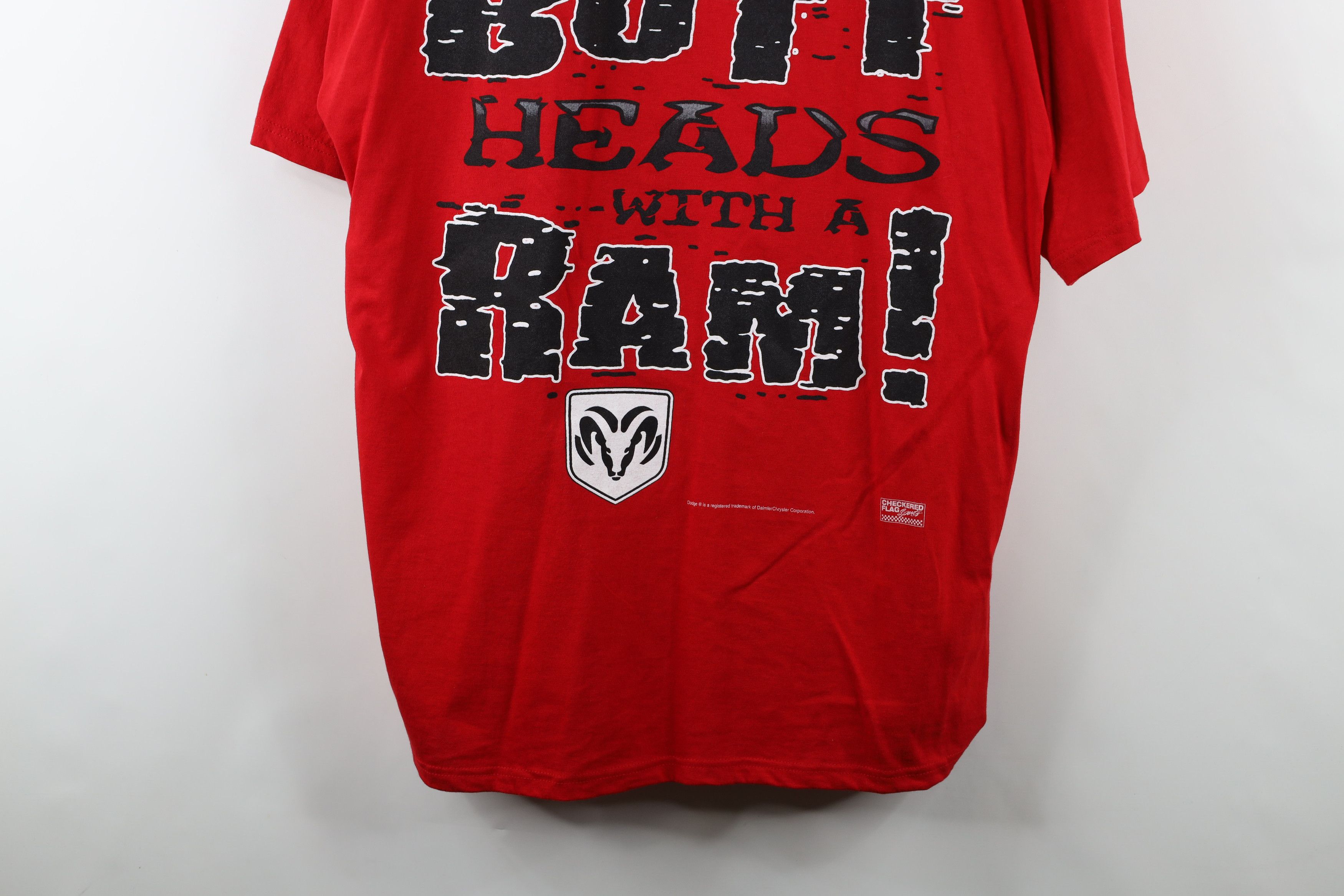 Vintage 90s Heads With A Ram Dodge Ram Racing T-Shirt Red