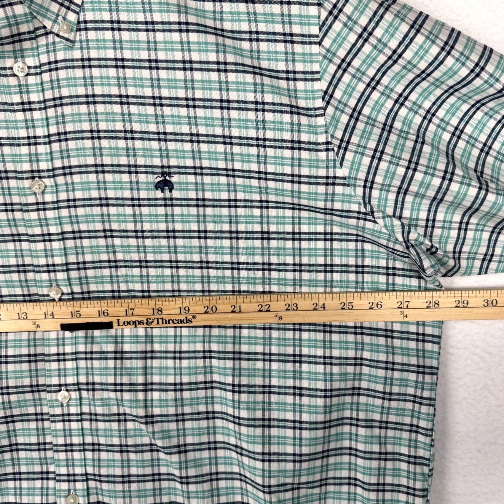 Brooks Brothers Brooks Brothers Mens XXL Regent Fit Green White Plaid Button-Down Shirt Size US XXL / EU 58 / 5 - 7 Thumbnail