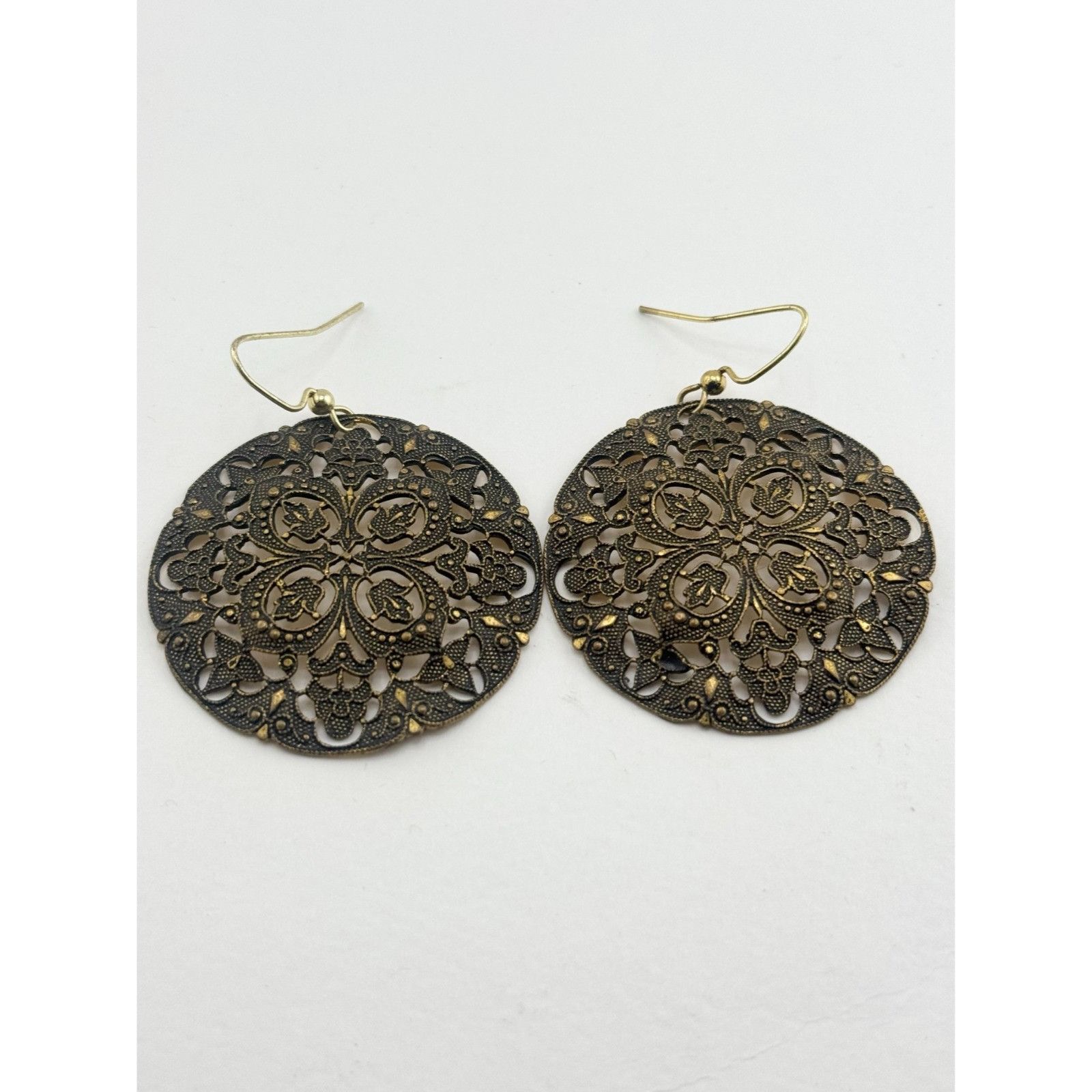 Vintage Vintage large filigree gold dangle earrings Size ONE SIZE - 3 Thumbnail