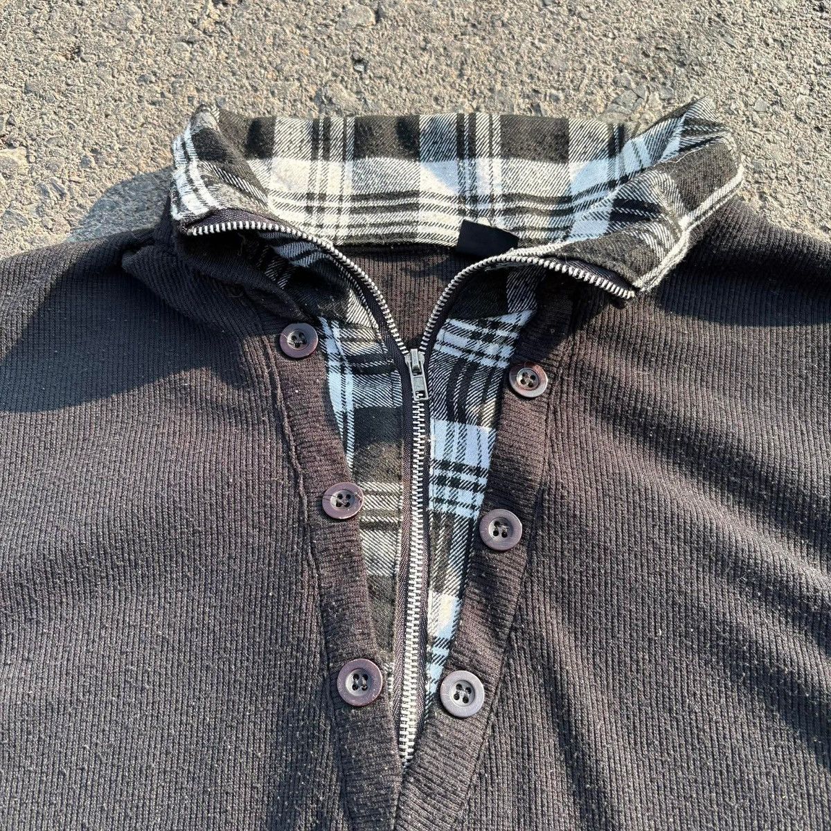 Japanese Brand Layered Henley Long Sleeve Plaid Collar Y2K Casual Top Size US S / EU 44-46 / 1 - 4 Thumbnail