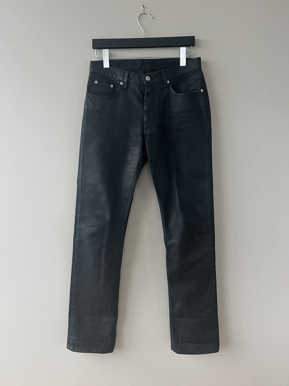 image of Helmut Lang Waxed Italian Cut Jeans in Black, Men's (Size 29)
