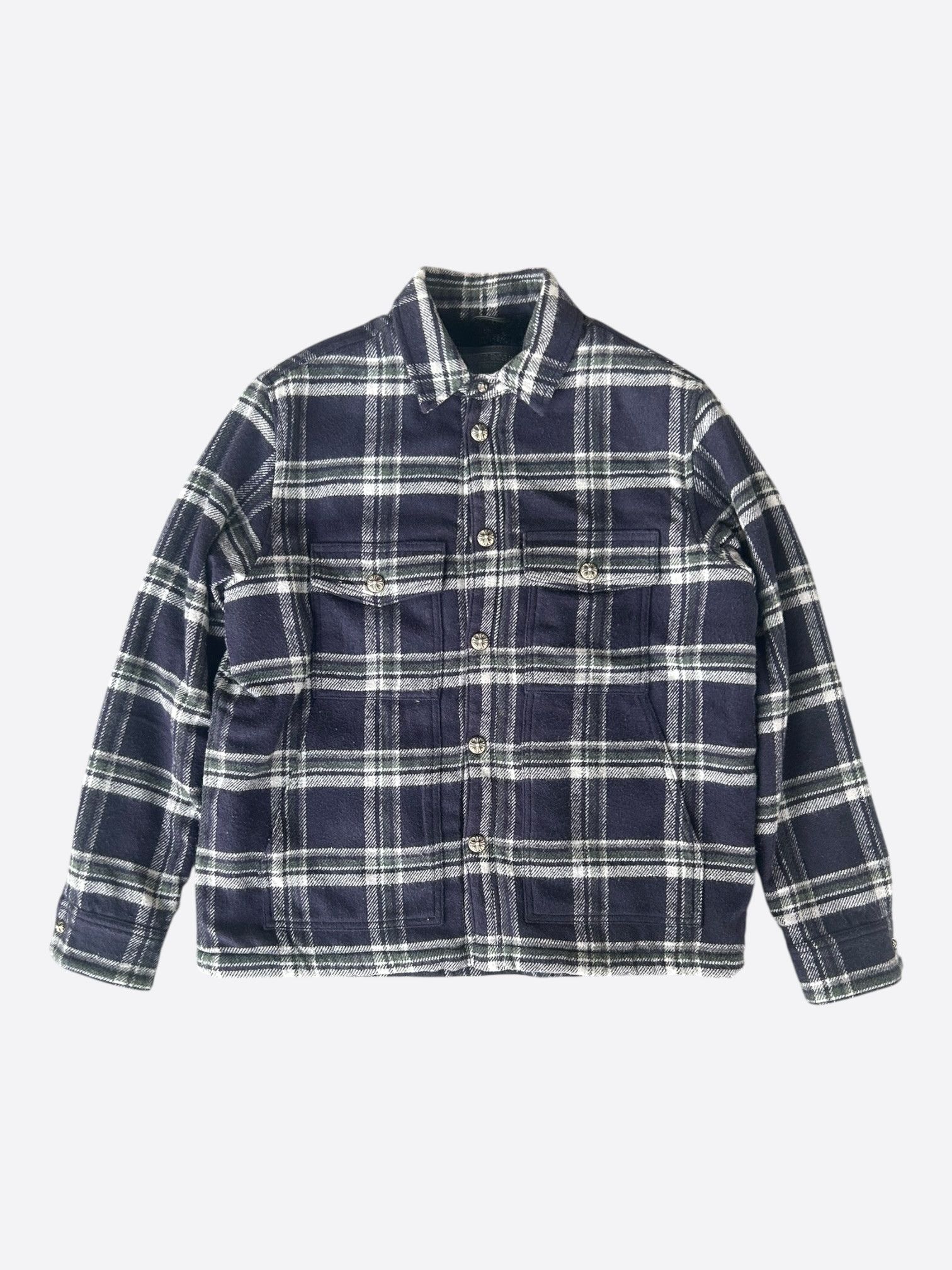 Chrome Hearts Chrome Hearts Navy & Green Plaid Sherpa Jacket Size US M / EU 48-50 / 2 - 1 Thumbnail