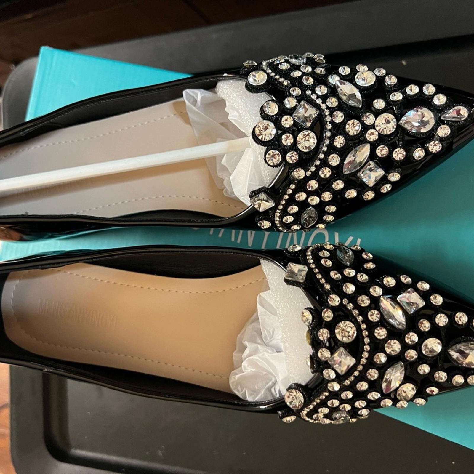 Other Embellished Black Flats Size US 7 / IT 37 - 1 Thumbnail