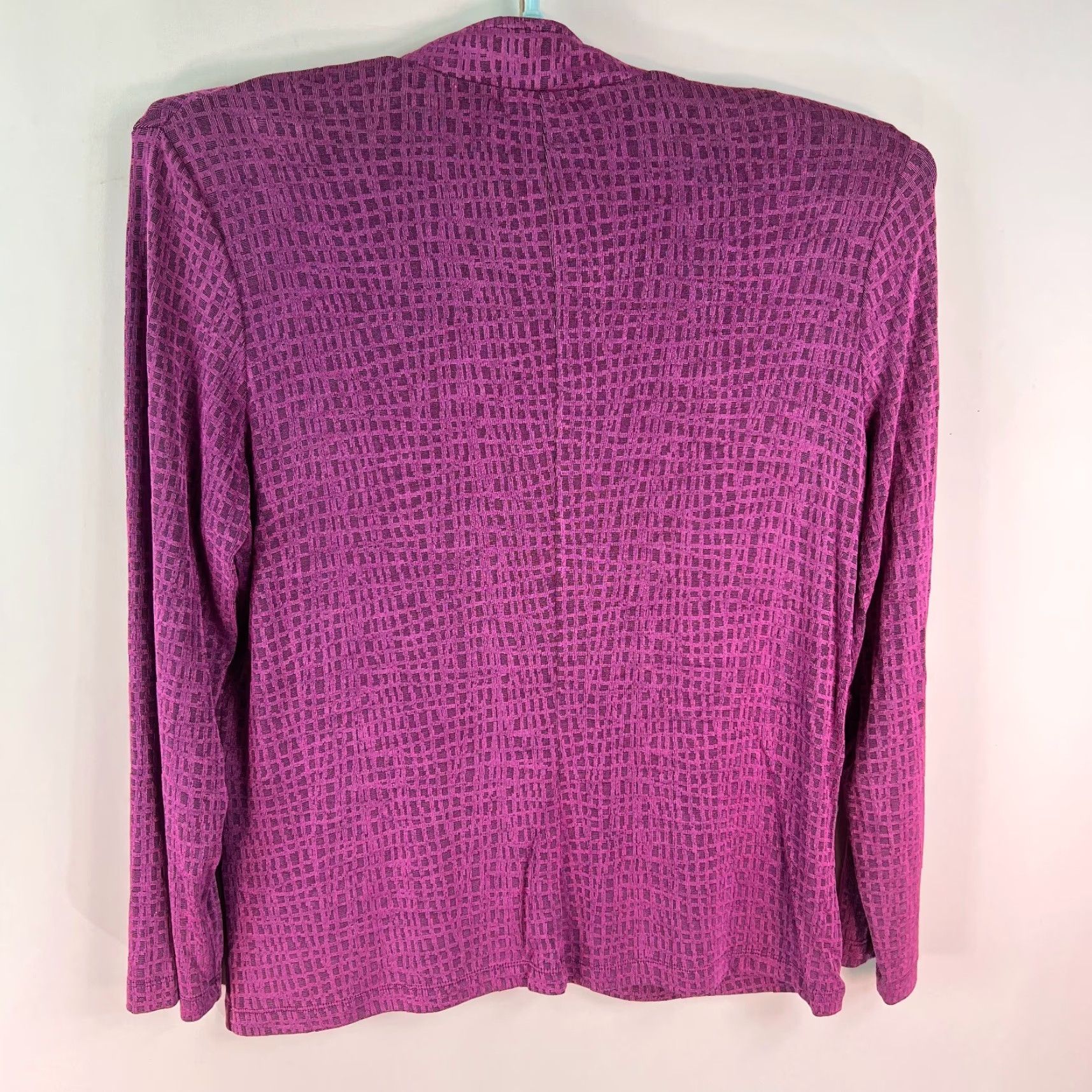 Vintage Picadilly Fashions Womens Blouse Collared Full Zip Long Sleeve Purple Sz L Knit 94% Acetate 6% Spandex Casual Size L / US 10 / IT 46 - 2 Thumbnail