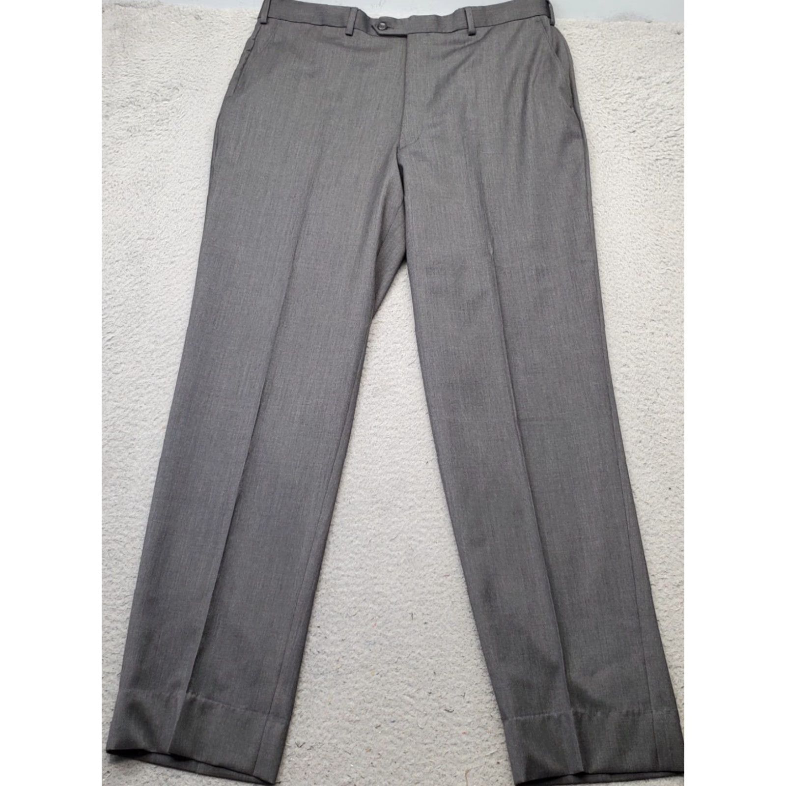 Jos. A. Bank Jos. A. Bank Dress Pants Mens 36x32 Charcoal Tailored Fit Formal Straight Leg Pants Mens Size 36 Charcoal Slashin Pocket Flat Front Inseam 32.5" Size US 36 / EU 52 - 2 Thumbnail