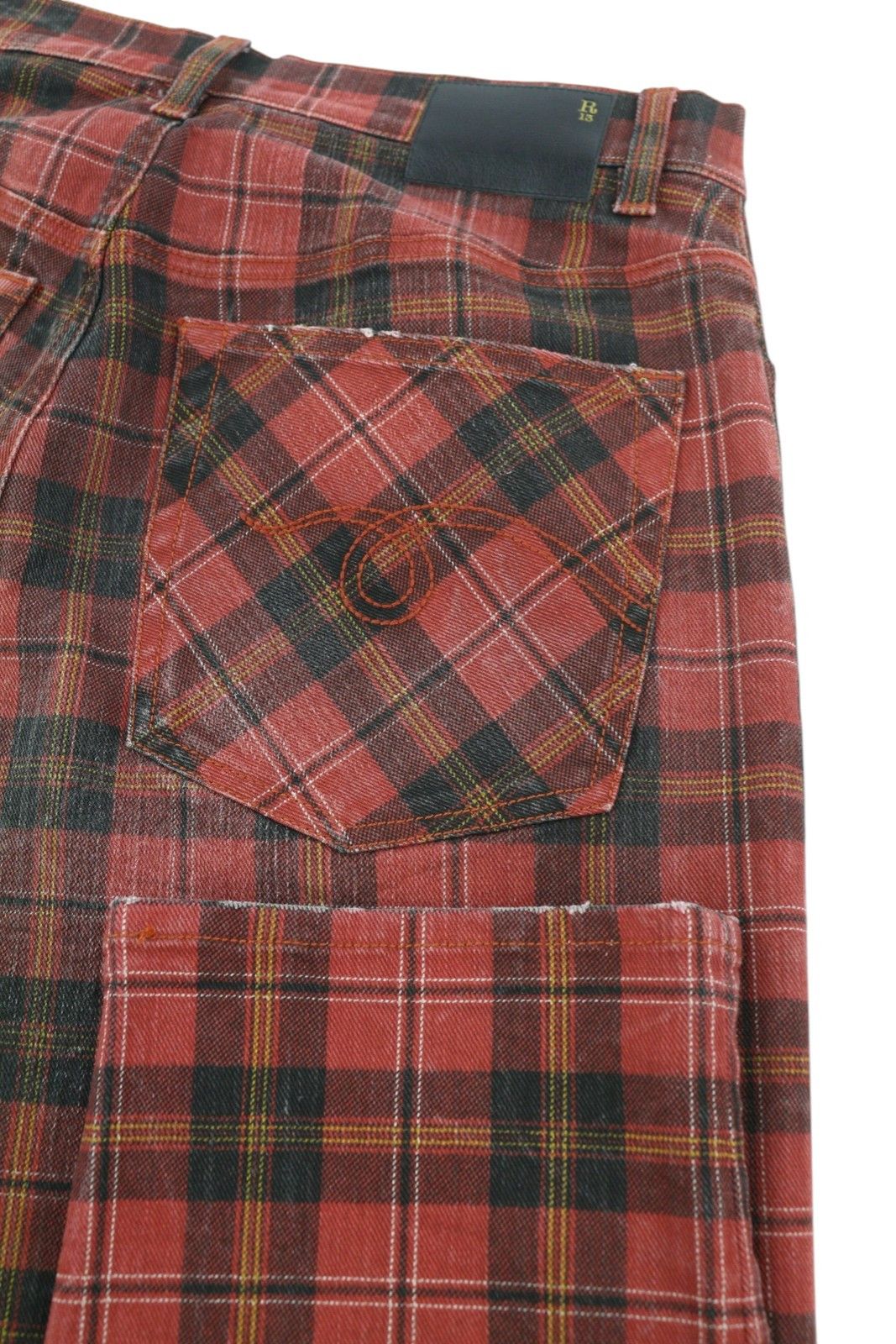 R13 TAILORED DROP 27 Ash Red Plaid Ankle Relaxed Fit 85769 Size 27" / US 4 / IT 40 - 6 Thumbnail