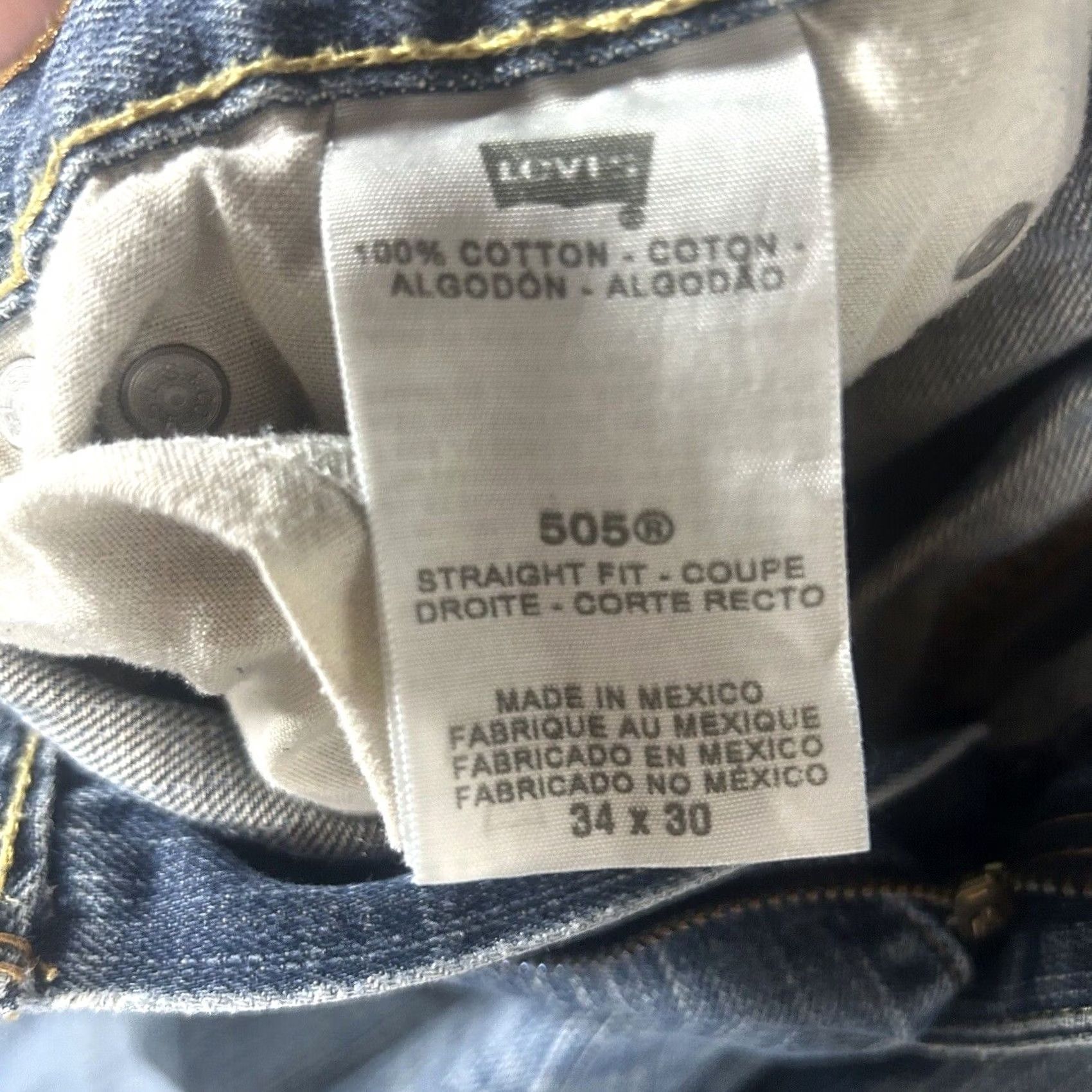 Levi's Levi's 505 Jeans Mens Size 34x30 Blue Denim Mid Rise Straight Fit Zip Pocket 5-Pocket Style Classic Regular Inseam 30 in Size US 34 / EU 50 - 5 Thumbnail
