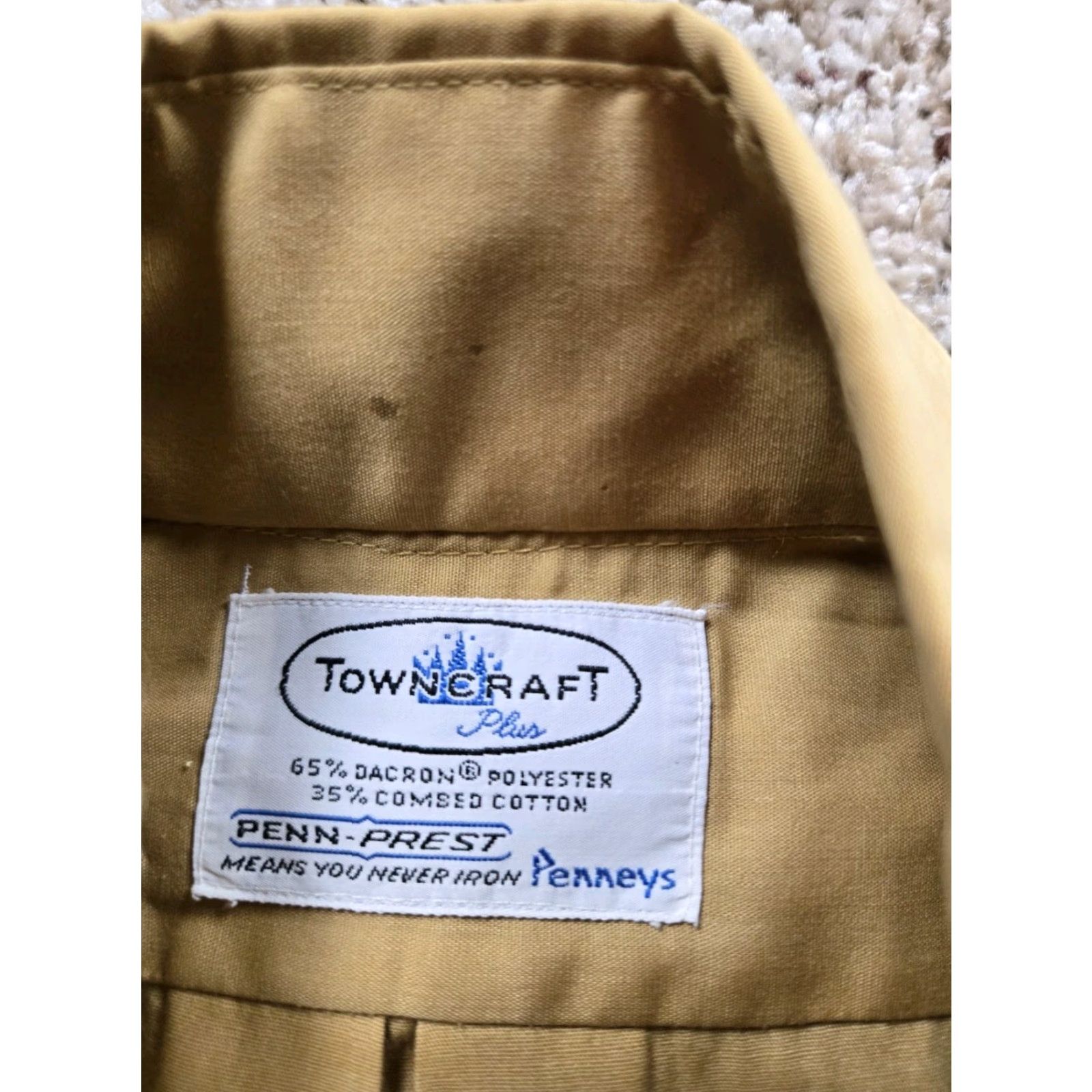 Vintage VINTAGE TownCraft Shirt Medium 14.5 Short Sleeve Point Collar Yellow 70s Rockabilly Mens Size US M / EU 48-50 / 2 - 4 Thumbnail