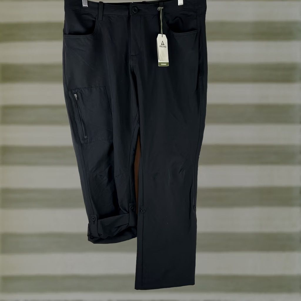 ASCENO Ascend Womens Explorer Cargo Pants Black 16 Lightweight Stretch Convertible Cargo Hiking Pants Womens Regular Size 38" / US 16 / IT 52 - 1 Thumbnail