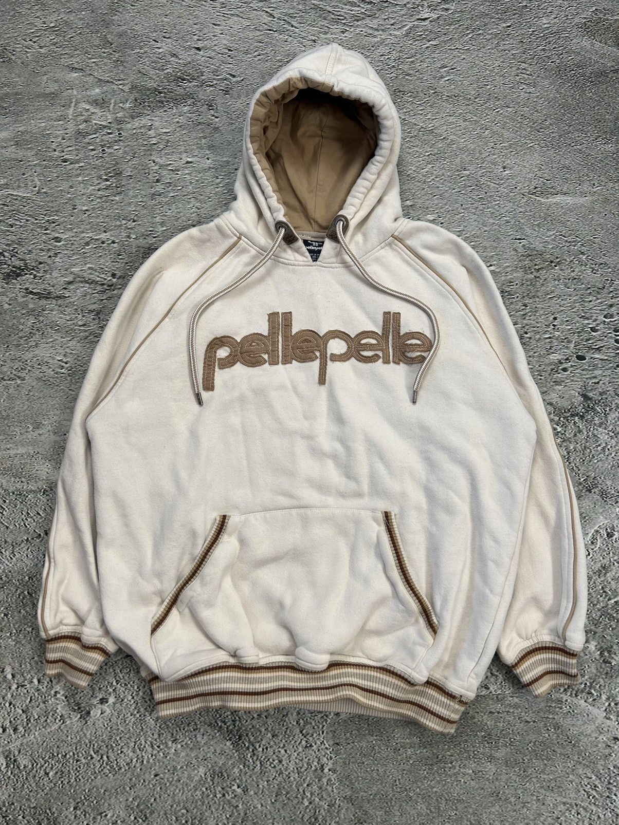 Pelle Pelle Pelle Pelle hoodie big logo 90s beige sweatshirt | Grailed